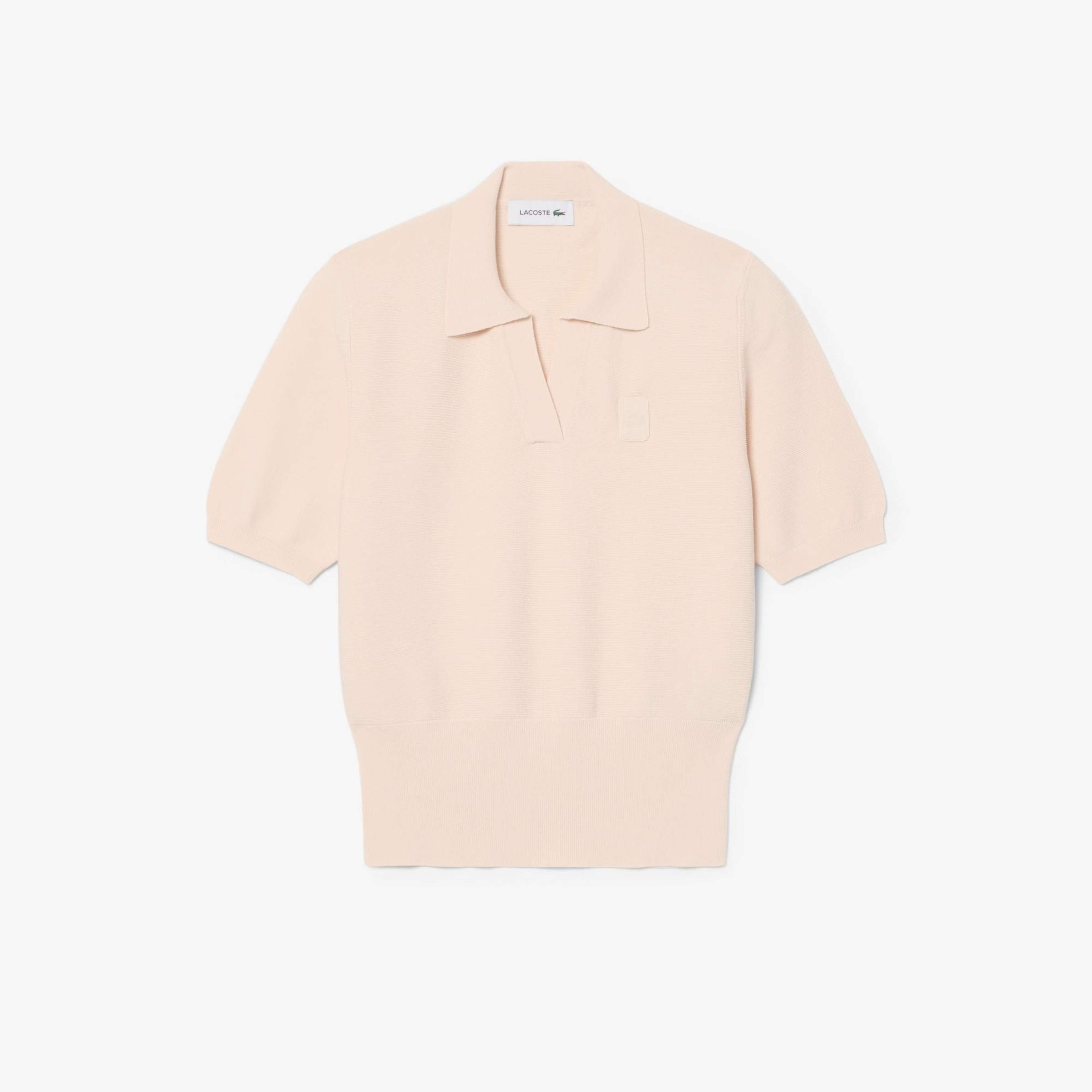 Kadın Regular Fit Kısa Kollu Polo Yaka Pembe Triko