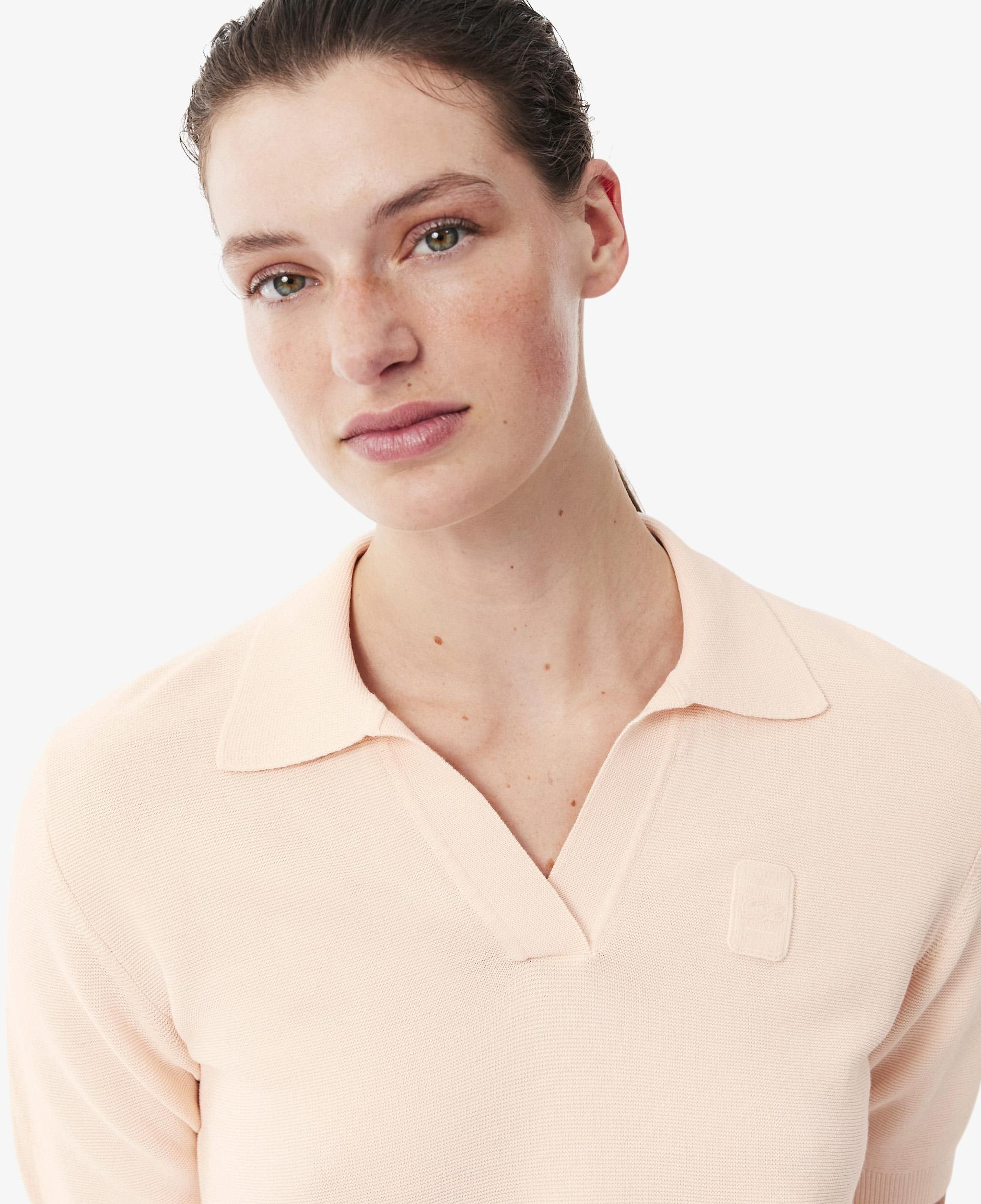 Kadın Regular Fit Kısa Kollu Polo Yaka Pembe Triko