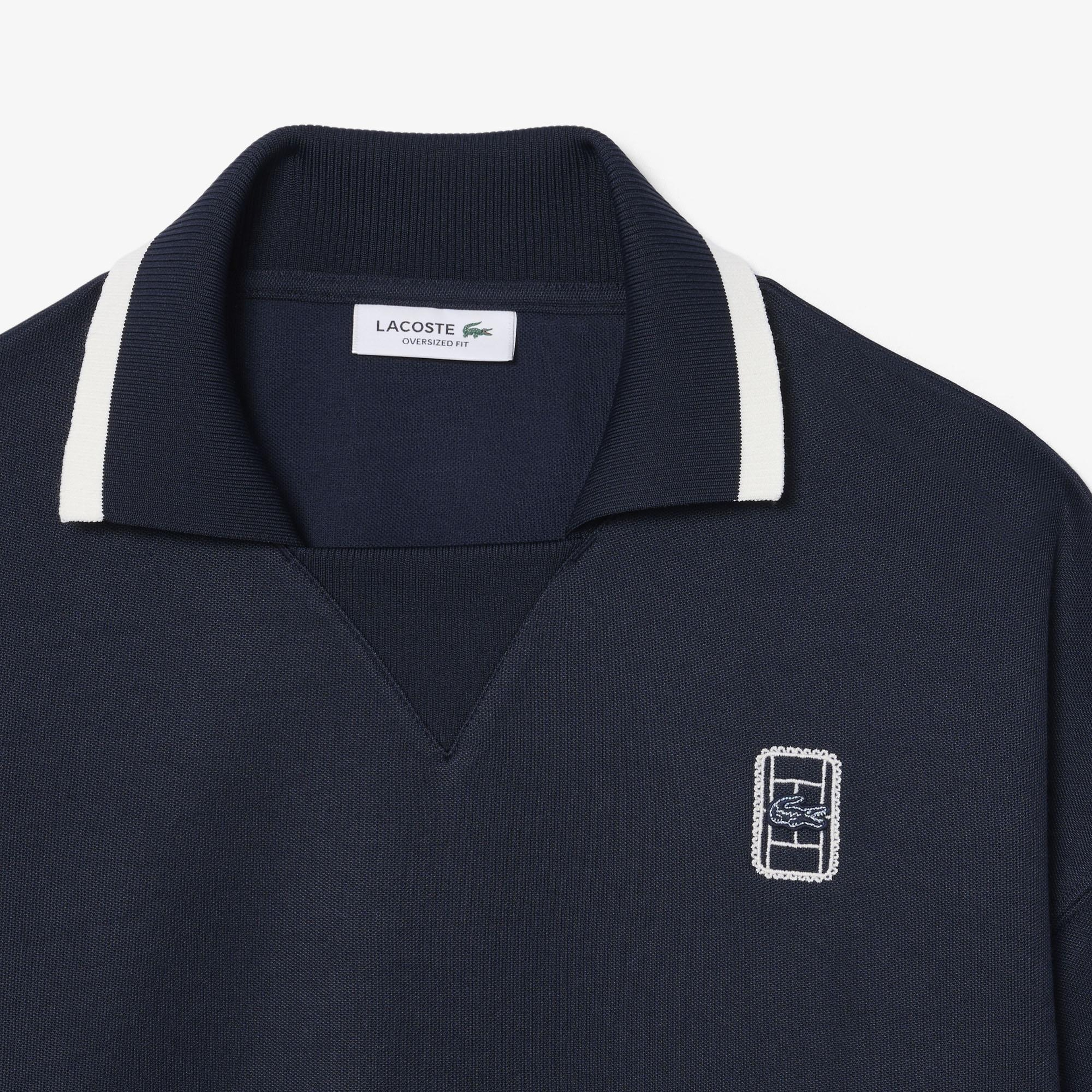Kadın Oversize Fit Polo Yaka Lacivert Sweatshirt