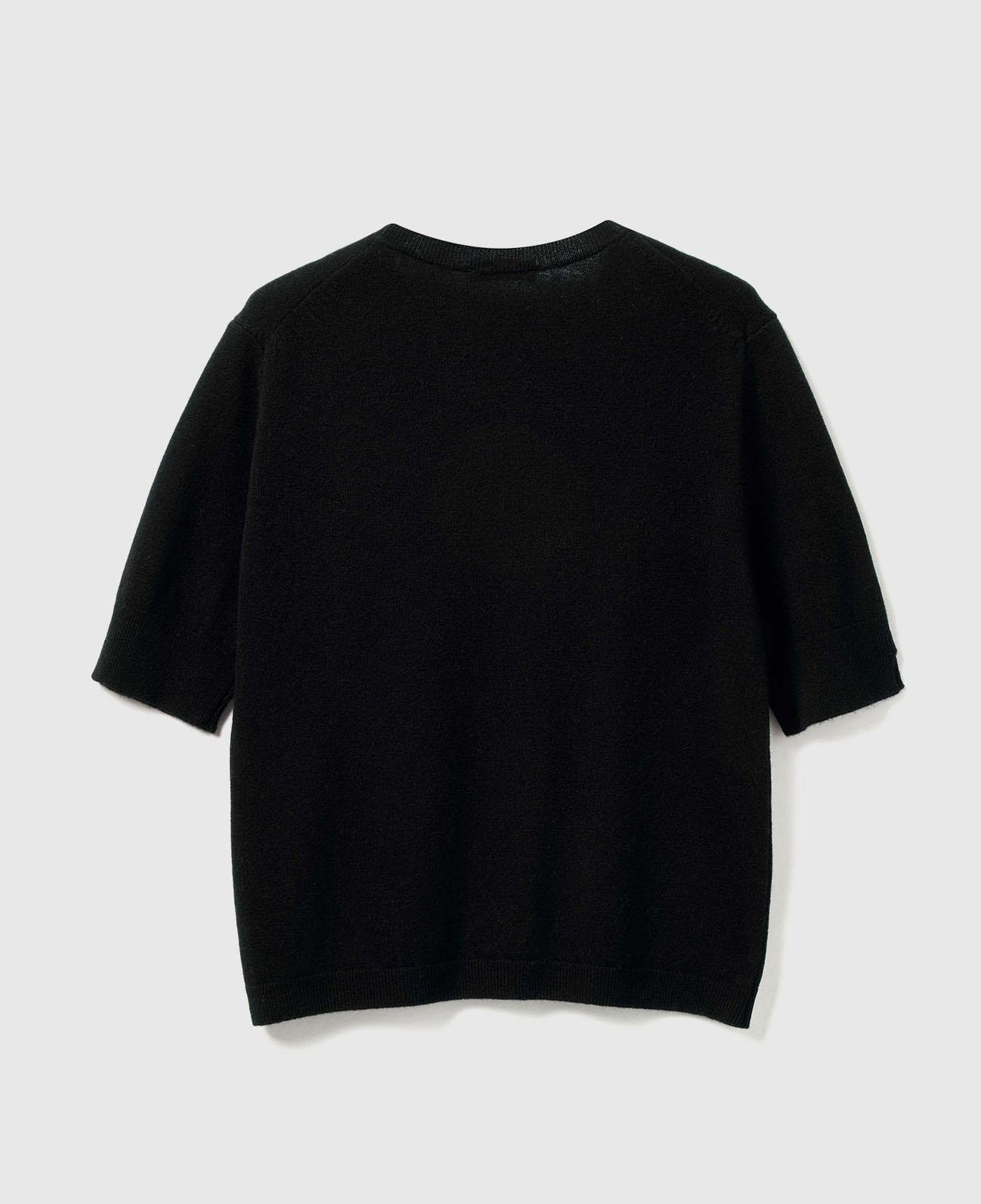 Kadın Siyah %100 Merino Bisiklet Yaka  Kısa Kollu Kazak