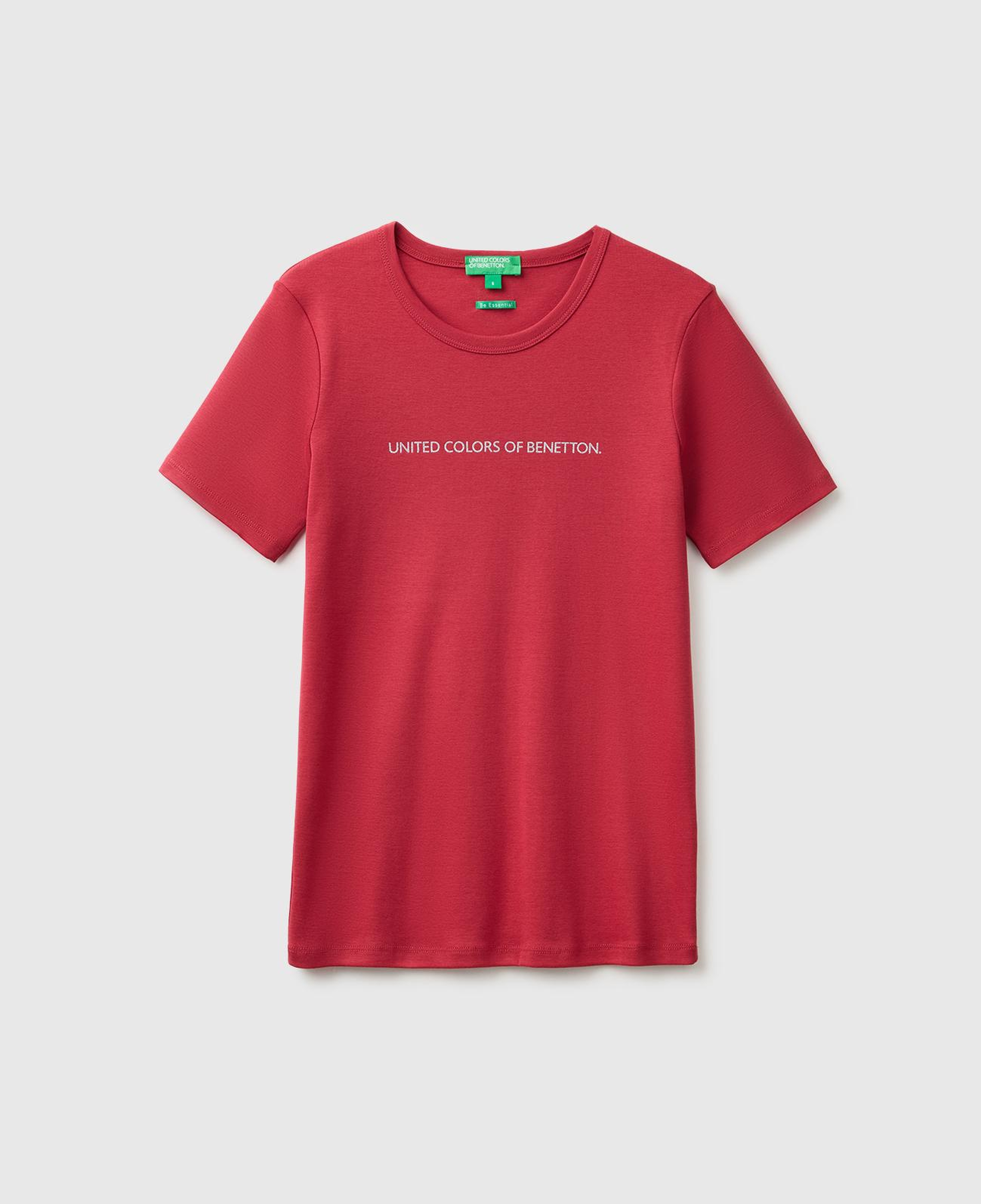 Kadın Bordo %100 Pamuk Logo Baskılı Bisiklet Yaka T-Shirt