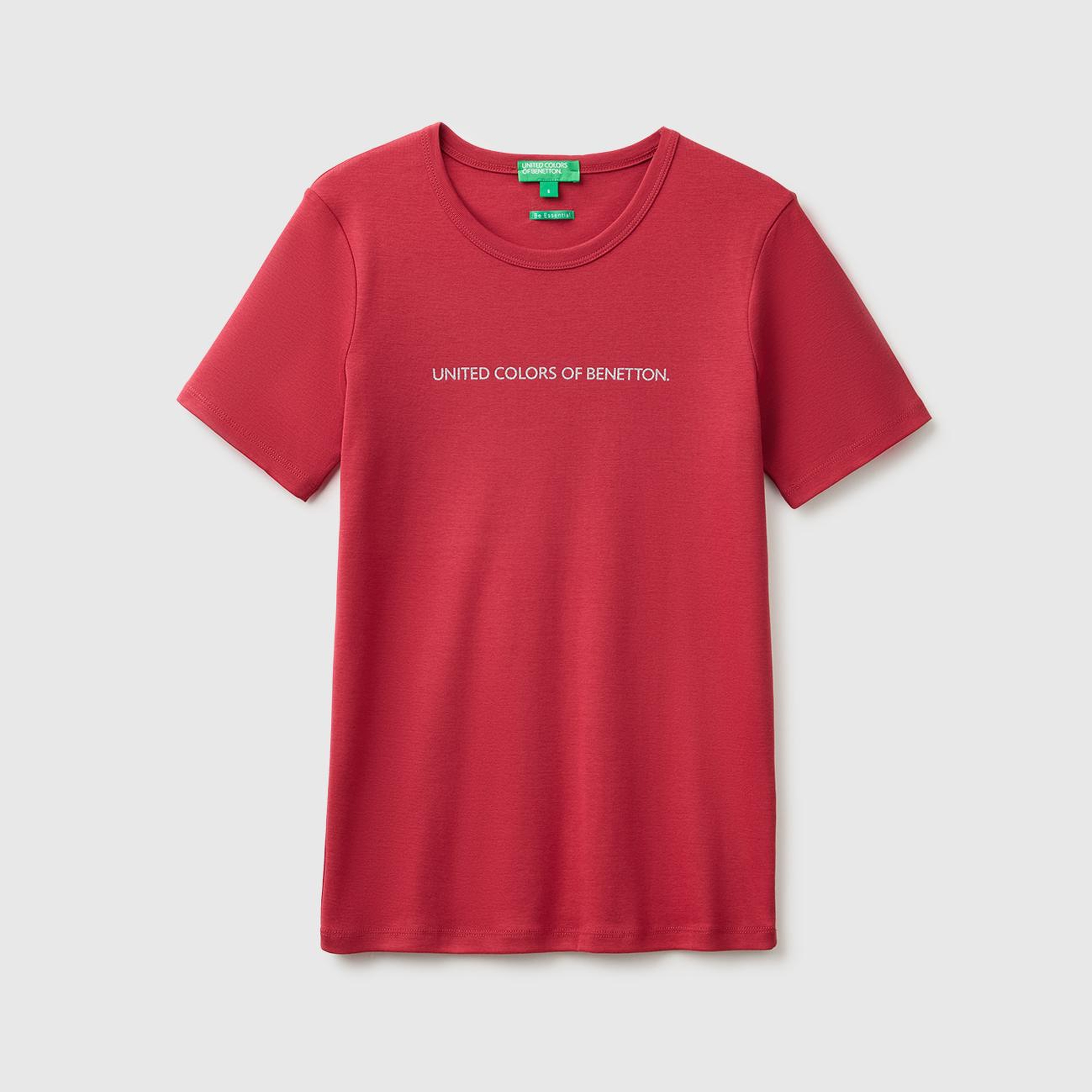 Kadın Bordo %100 Pamuk Logo Baskılı Bisiklet Yaka T-Shirt