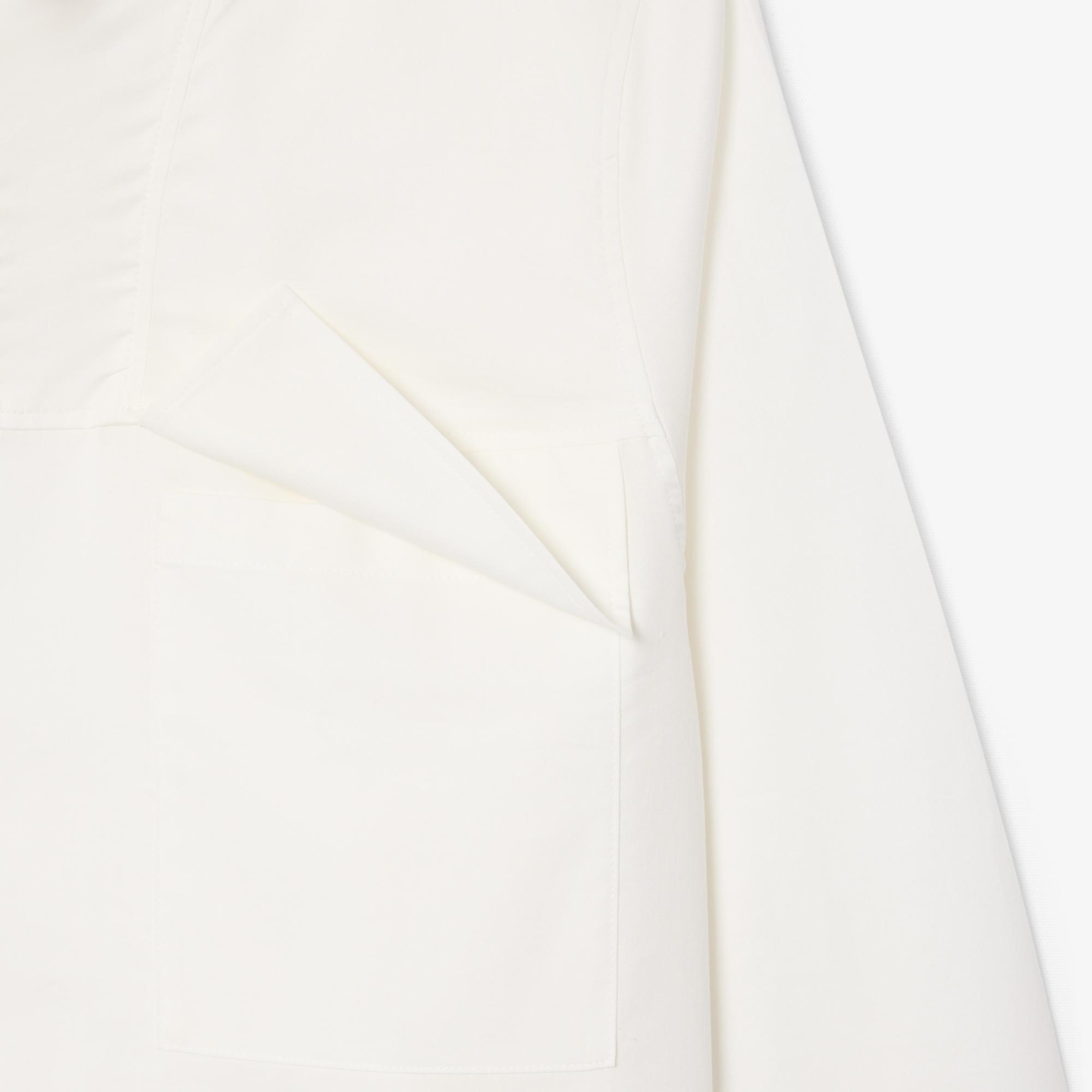 Kadın Oversize Fit Kapüşonlu Beyaz Yağmurluk