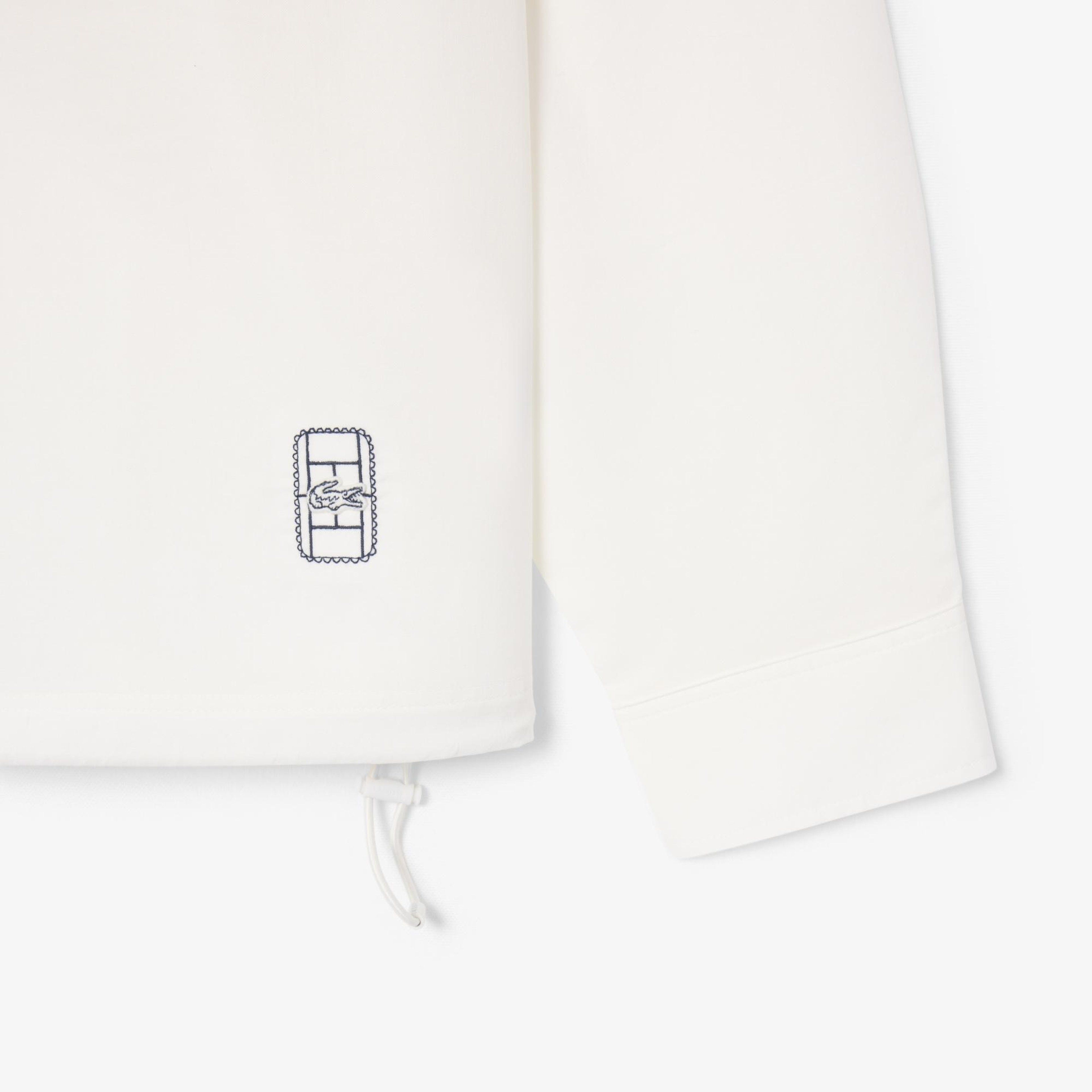 Kadın Oversize Fit Kapüşonlu Beyaz Yağmurluk