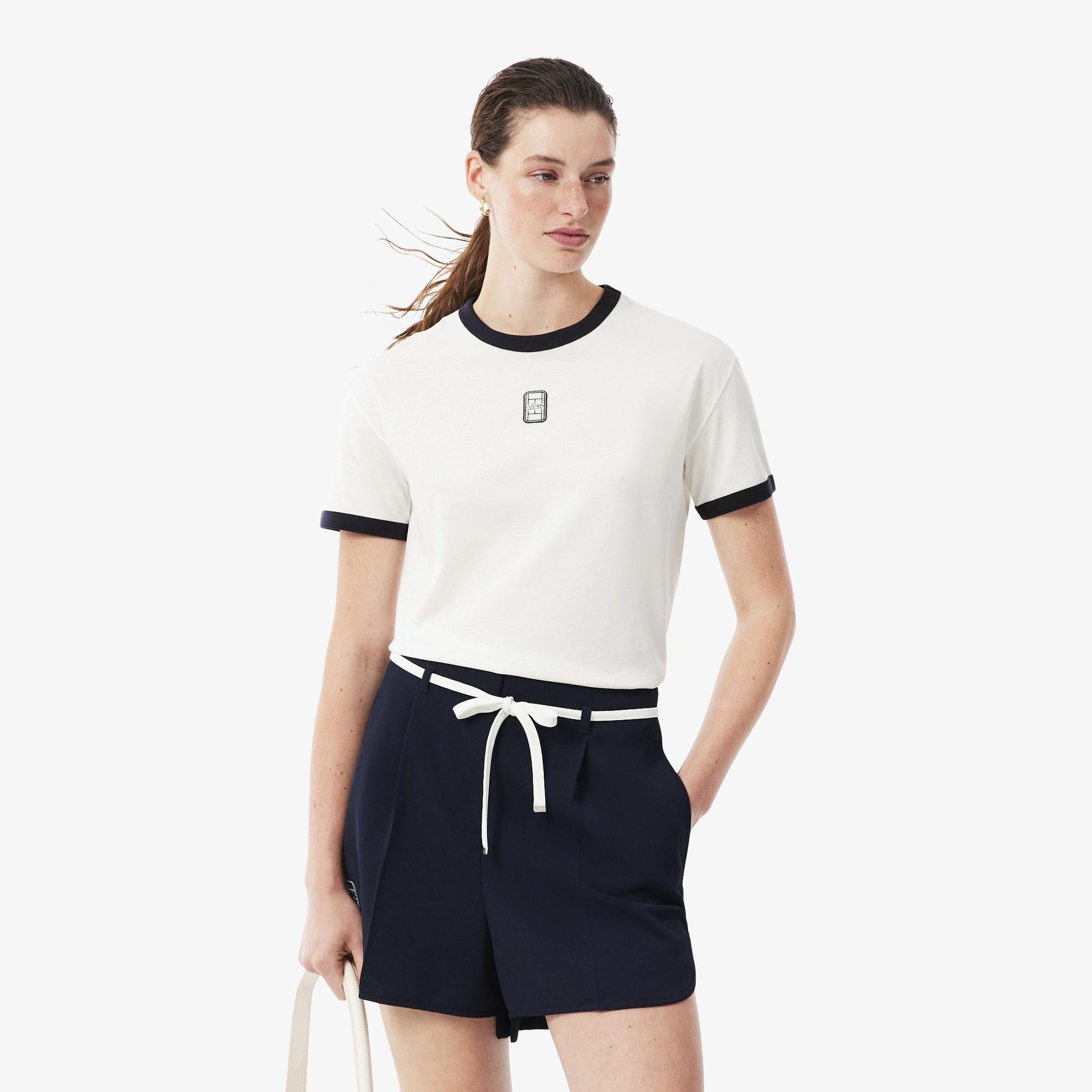 Kadın Relaxed Fit Bisiklet Yaka Beyaz T-Shirt