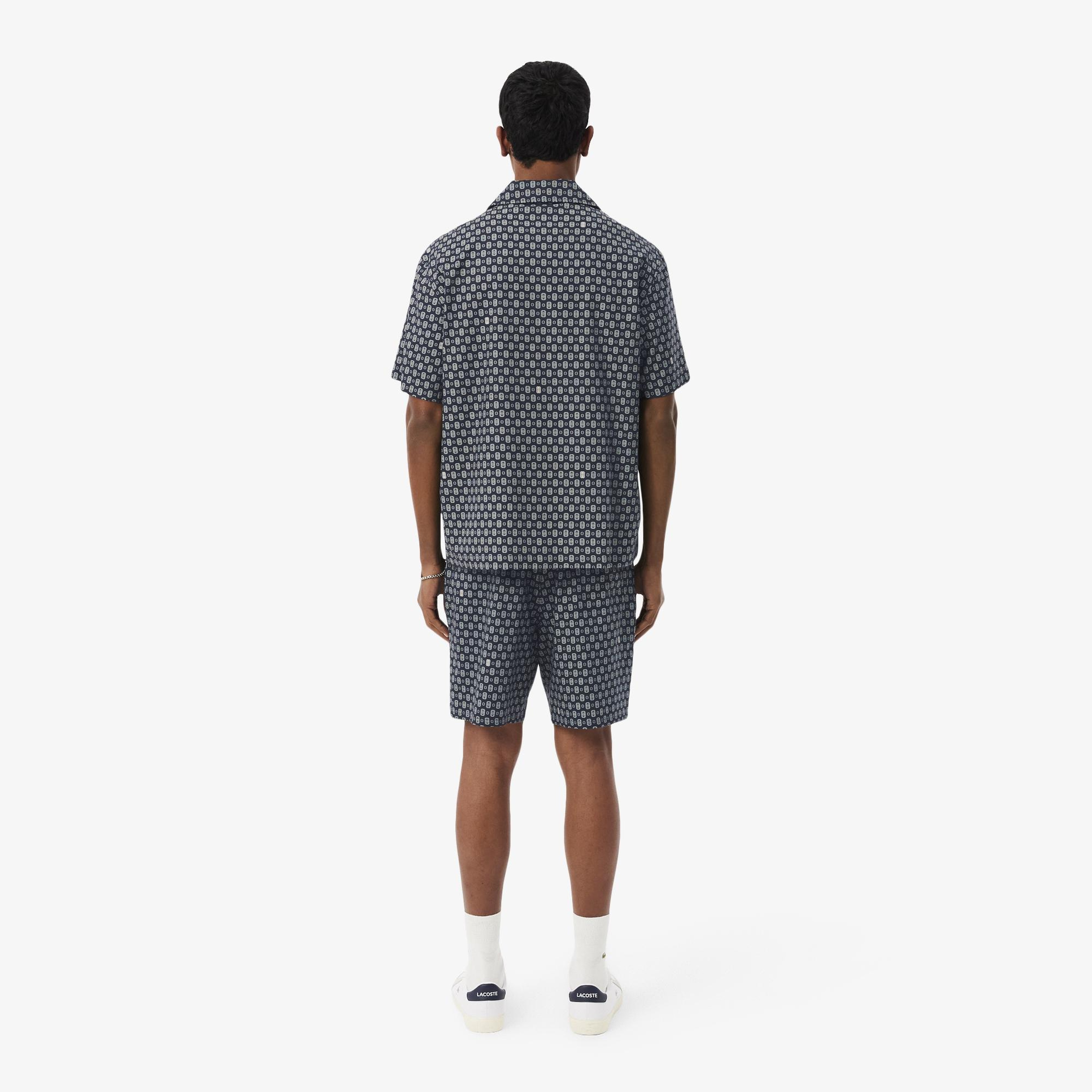 Erkek Relaxed Fit Desenli Lacivert Şort