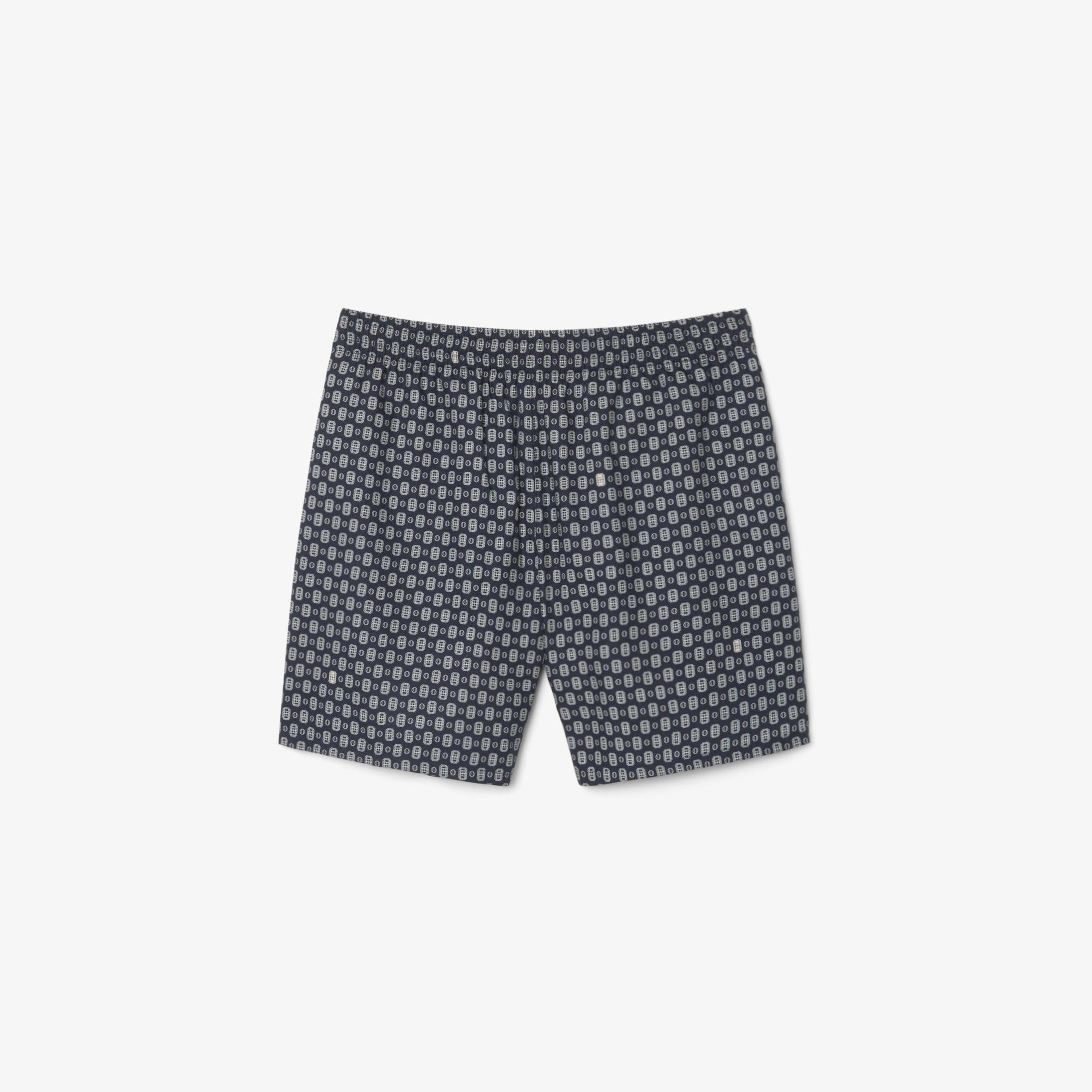 Erkek Relaxed Fit Desenli Lacivert Şort