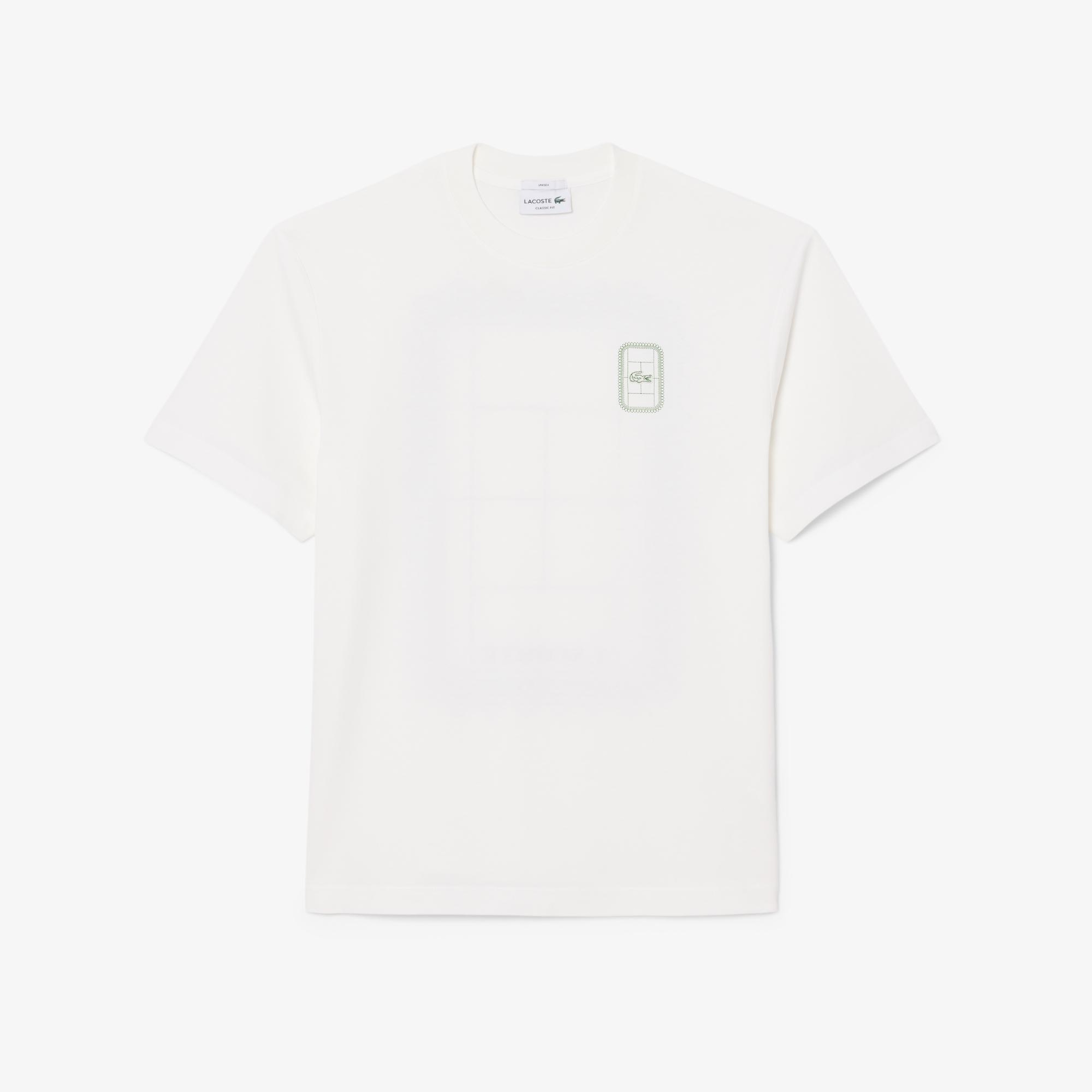 Unisex Classic Fit Bisiklet Yaka Baskılı Beyaz T-Shirt