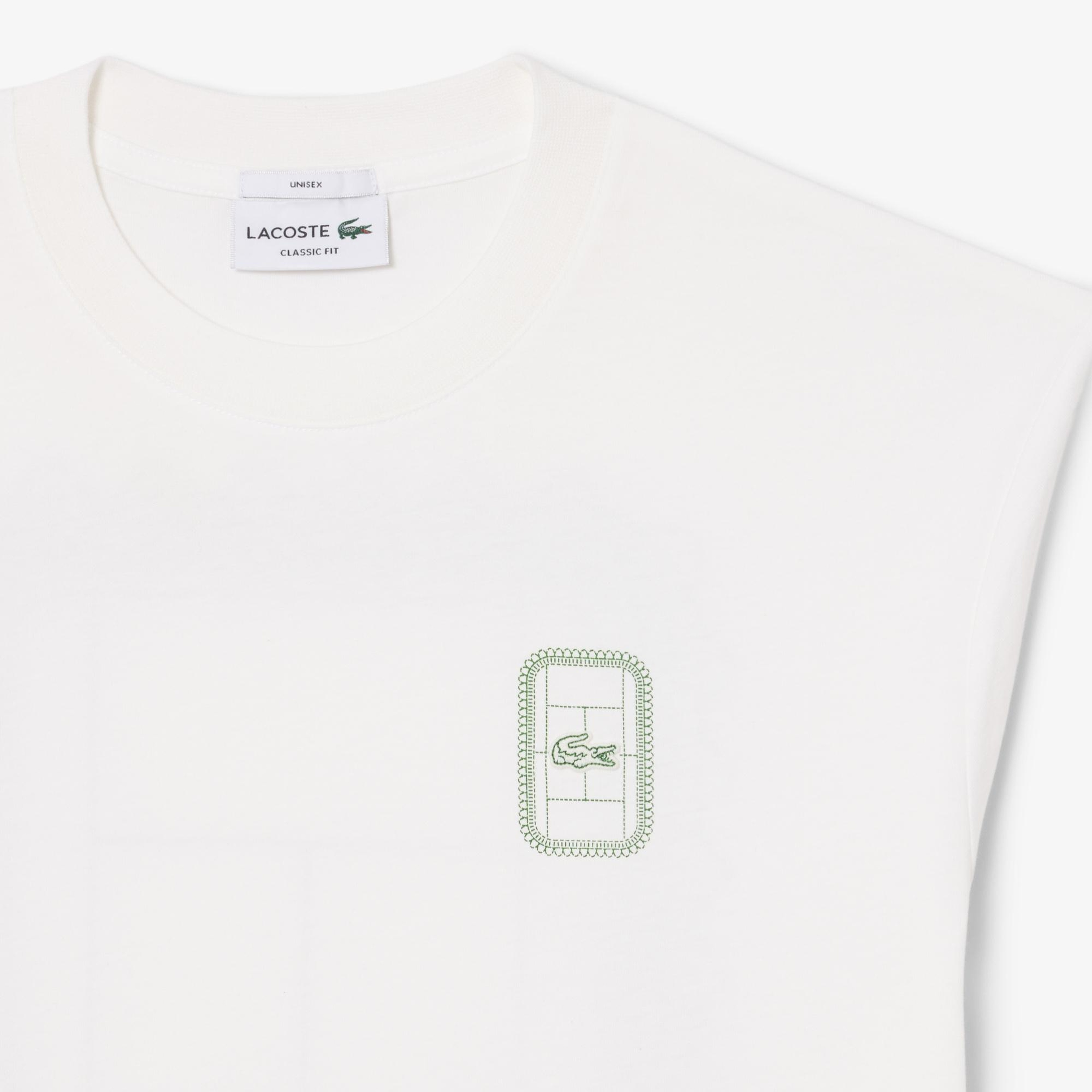 Unisex Classic Fit Bisiklet Yaka Baskılı Beyaz T-Shirt