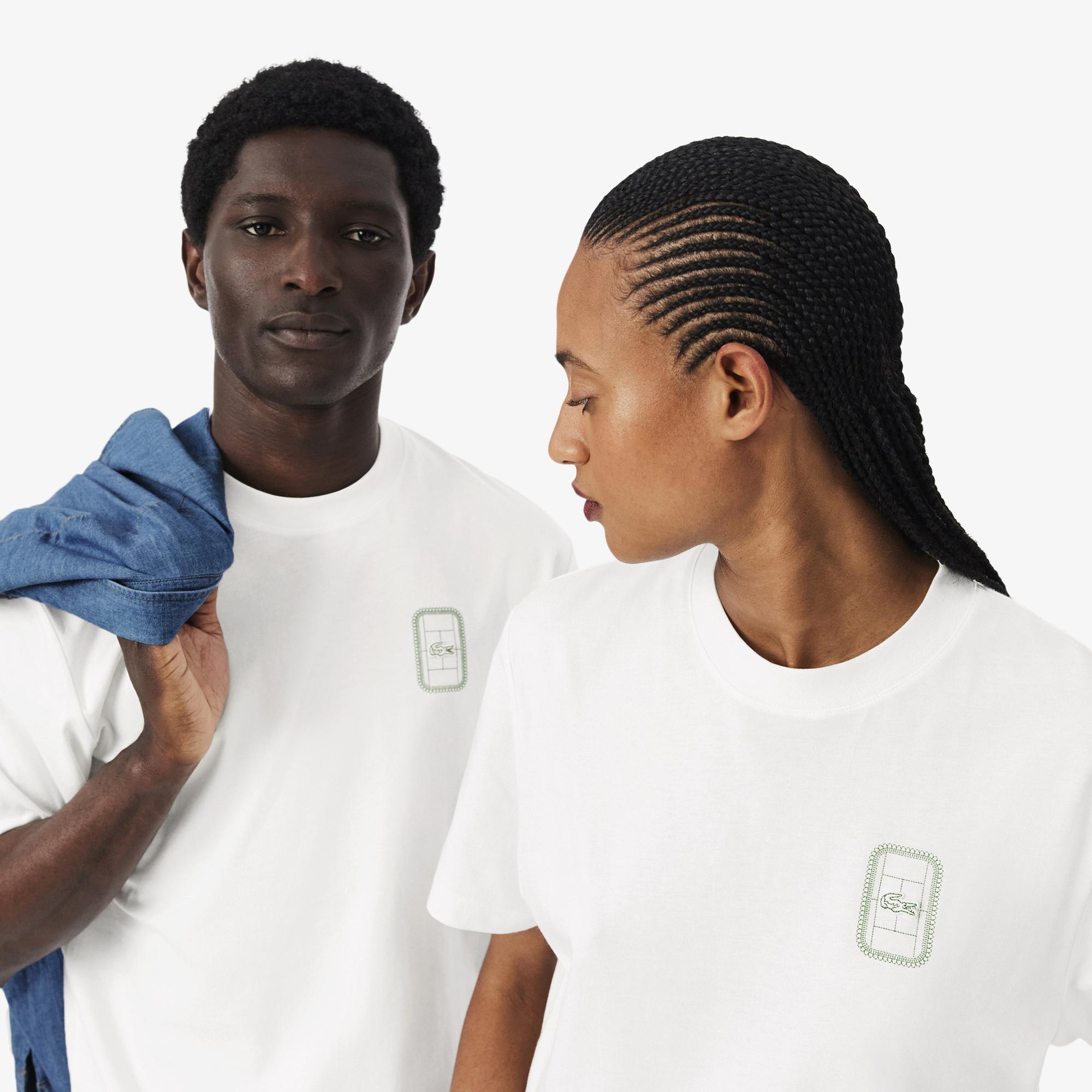 Unisex Classic Fit Bisiklet Yaka Baskılı Beyaz T-Shirt