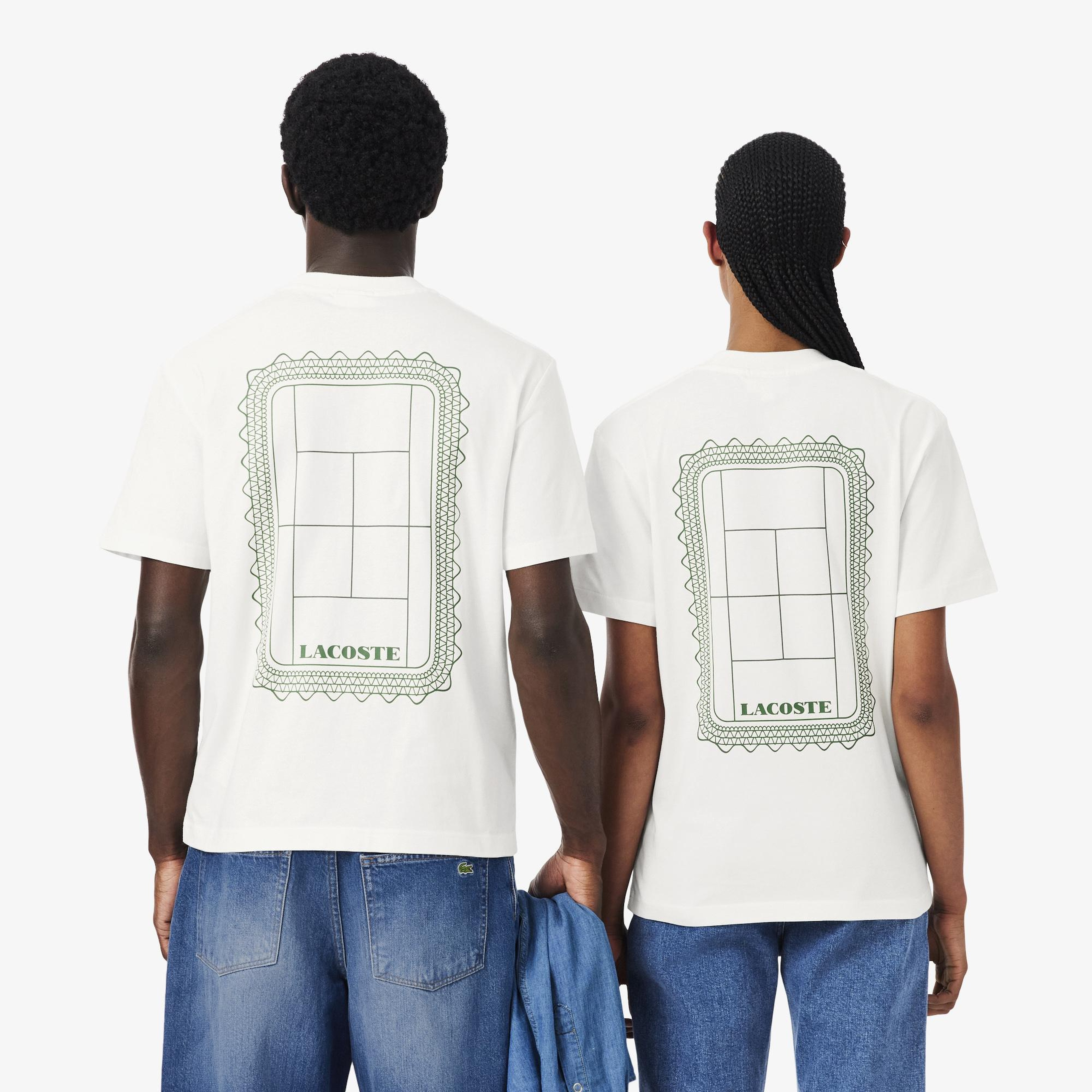 Unisex Classic Fit Bisiklet Yaka Baskılı Beyaz T-Shirt