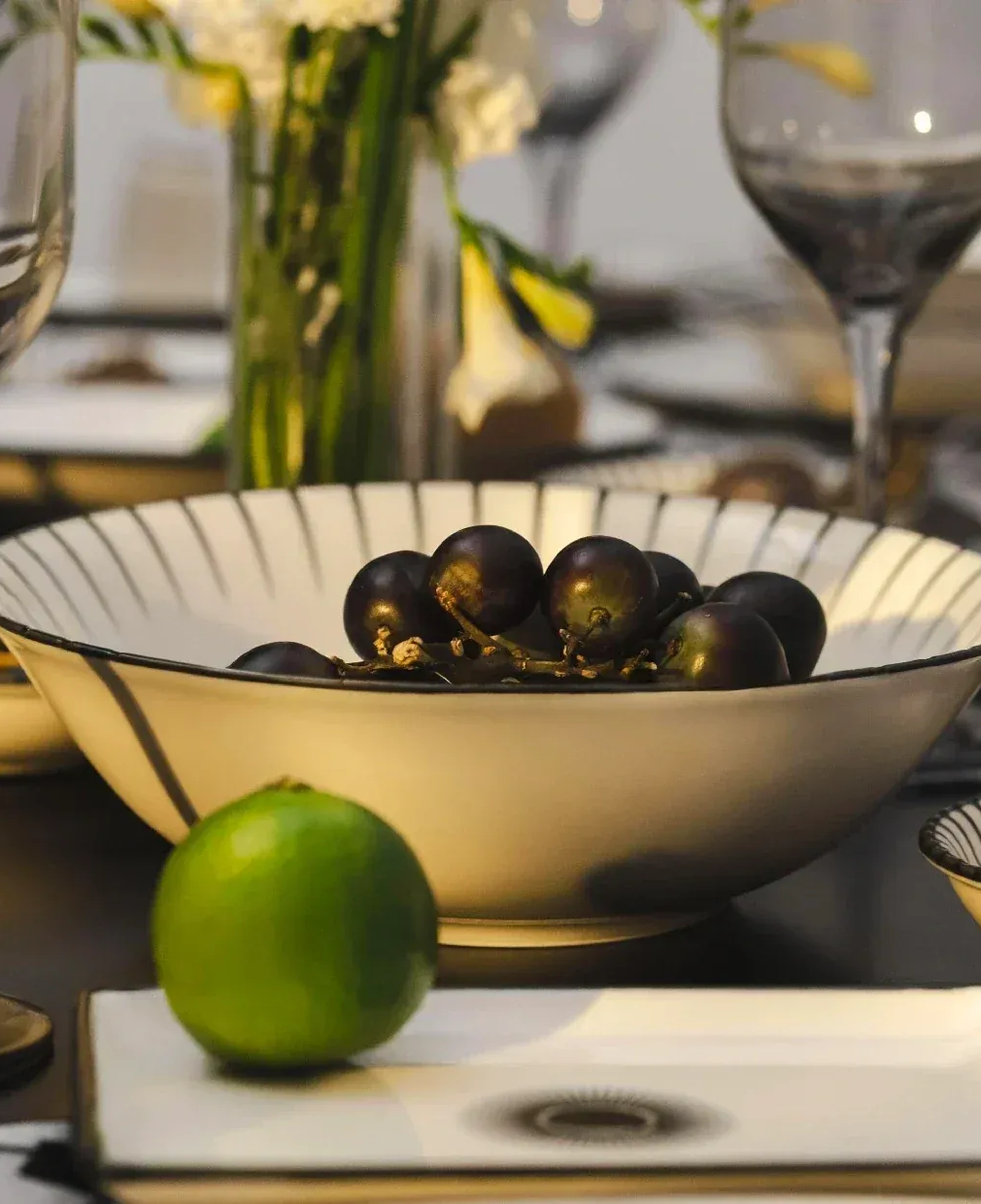 Aspen 2'li Çizgili Salata Kasesi 25 Cm