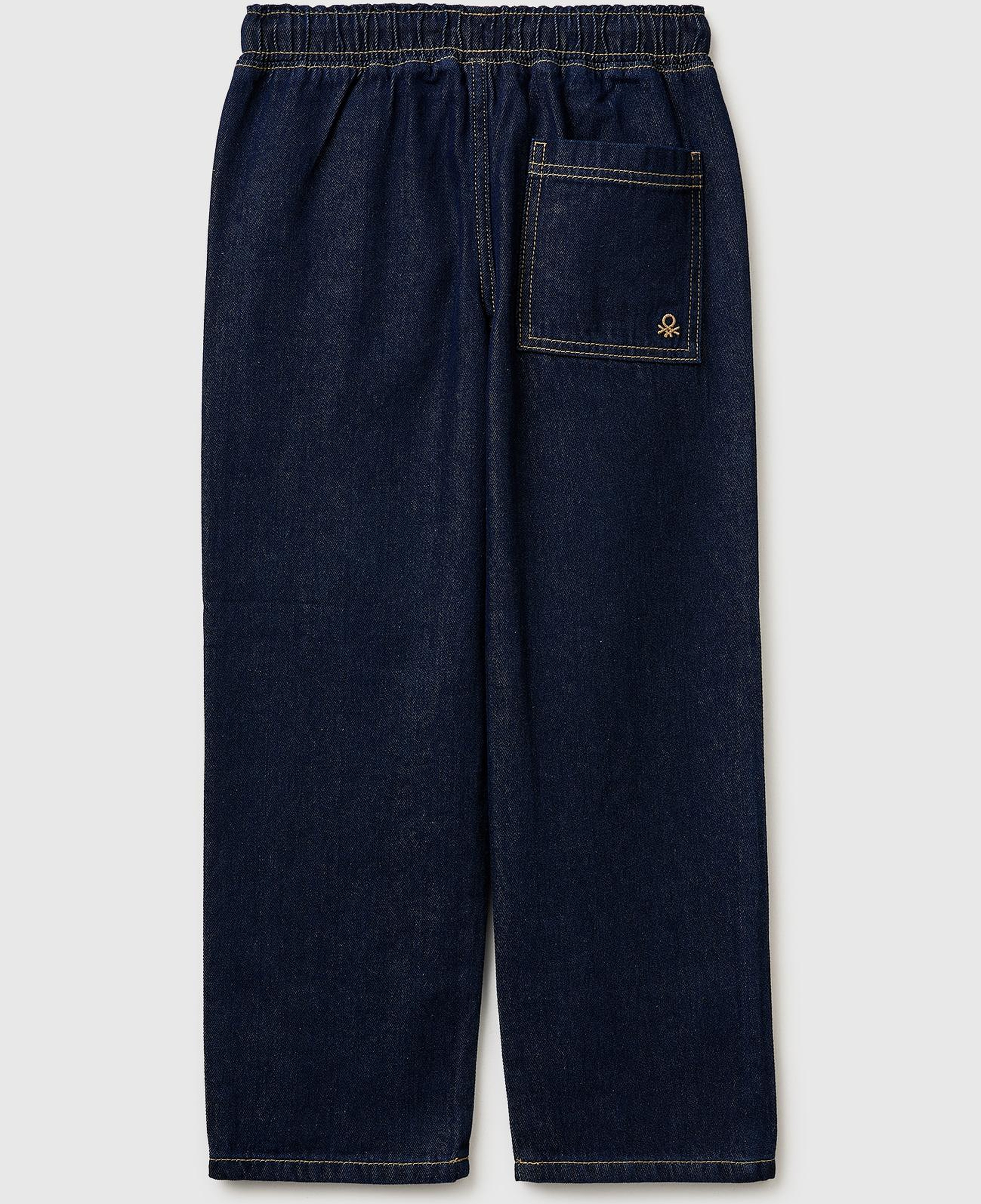 Erkek Çocuk Koyu Denim Beli ve Paçası Büzgülü Denim Pantolon