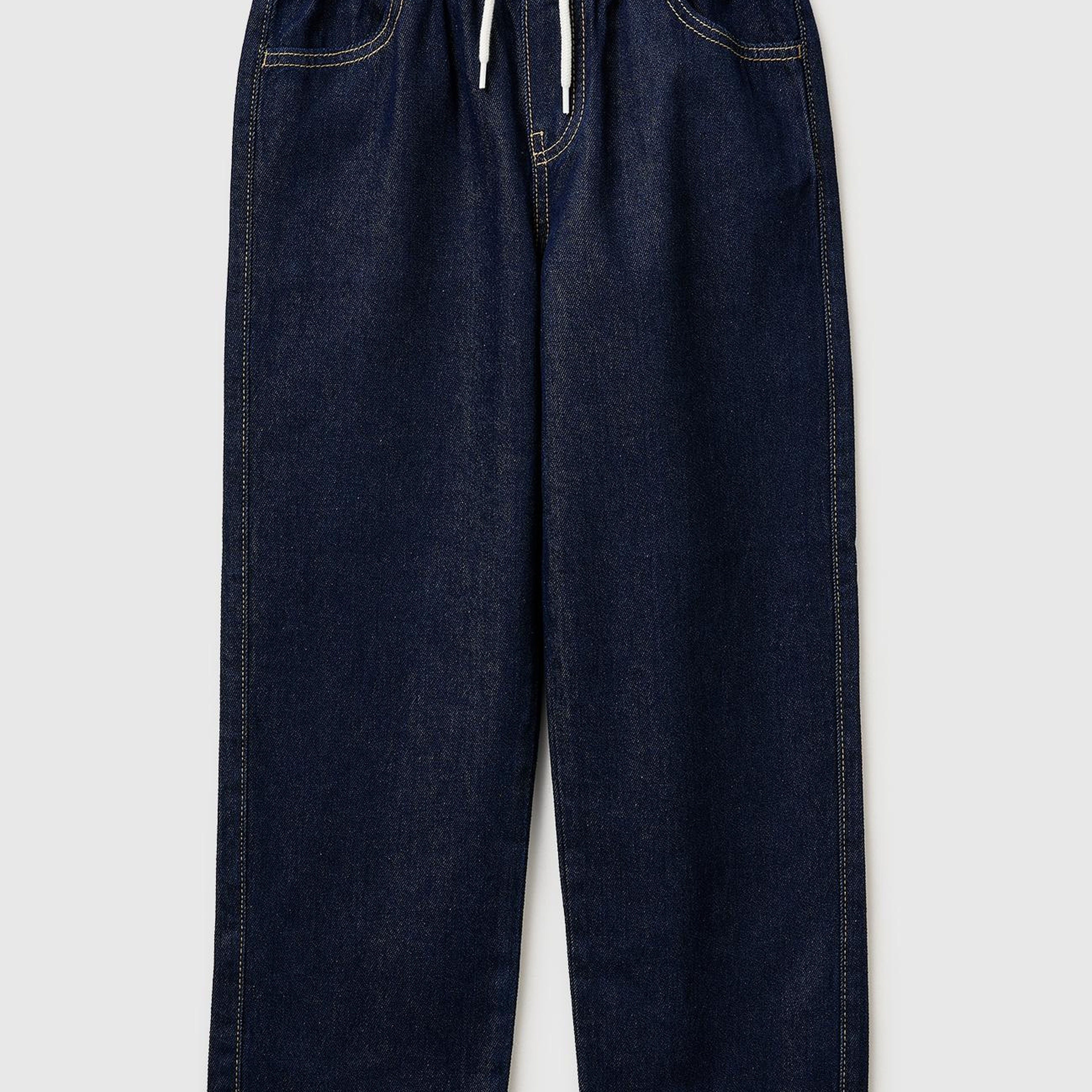 Erkek Çocuk Koyu Denim Beli ve Paçası Büzgülü Denim Pantolon