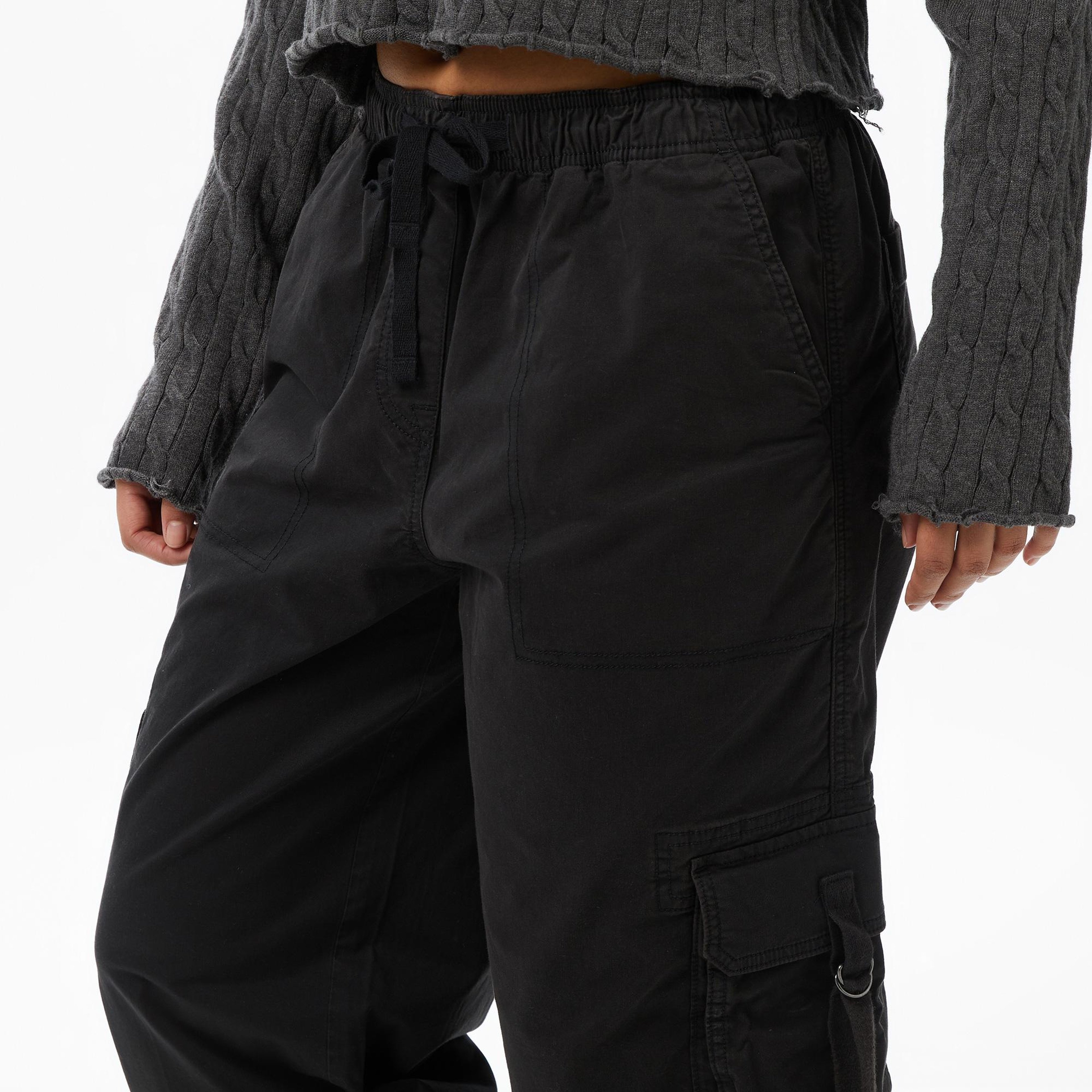Tommy Hilfiger Loose Cargo Kadın Siyah Pantolon