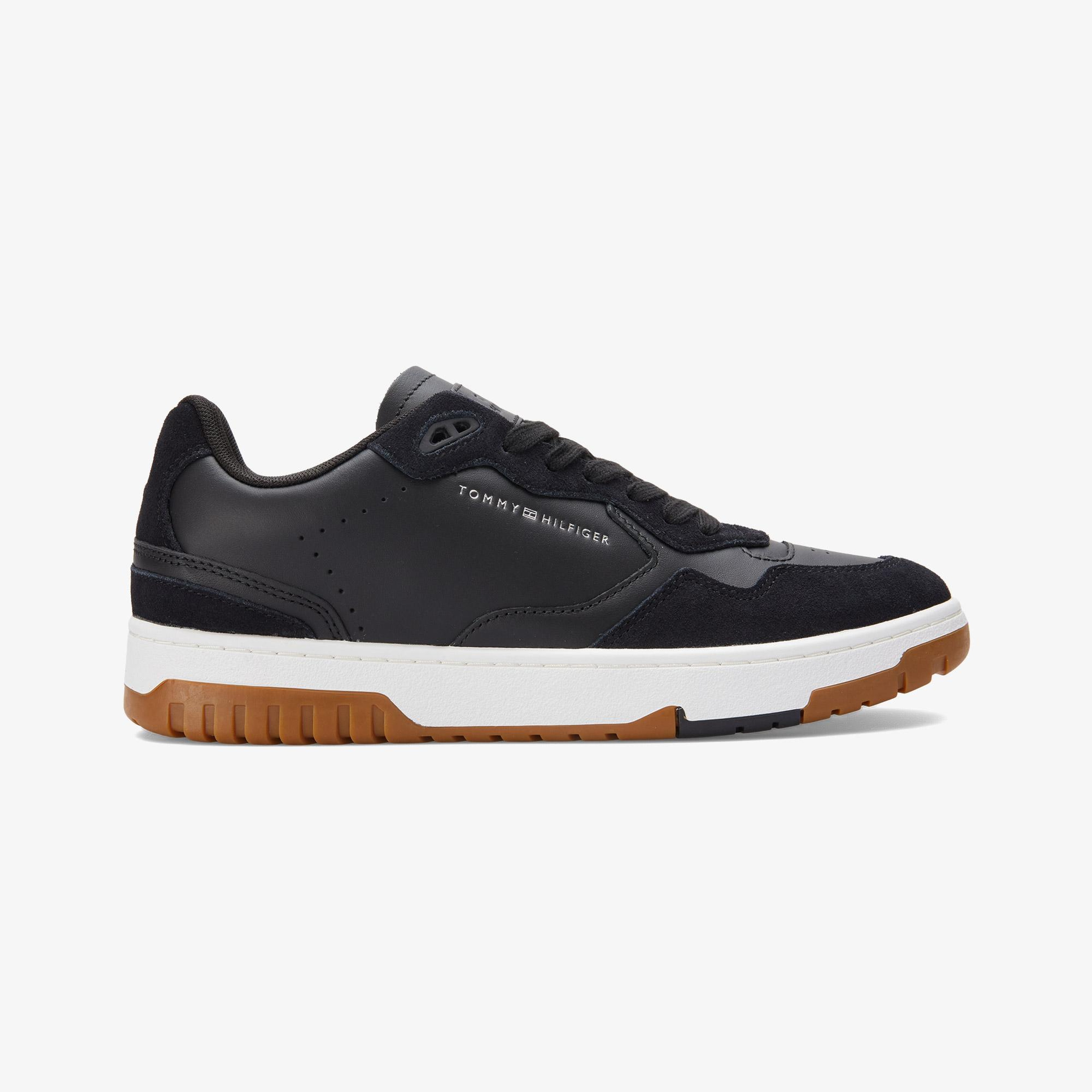 Tommy Jeans Leather Logo Basketball Erkek Siyah Sneaker