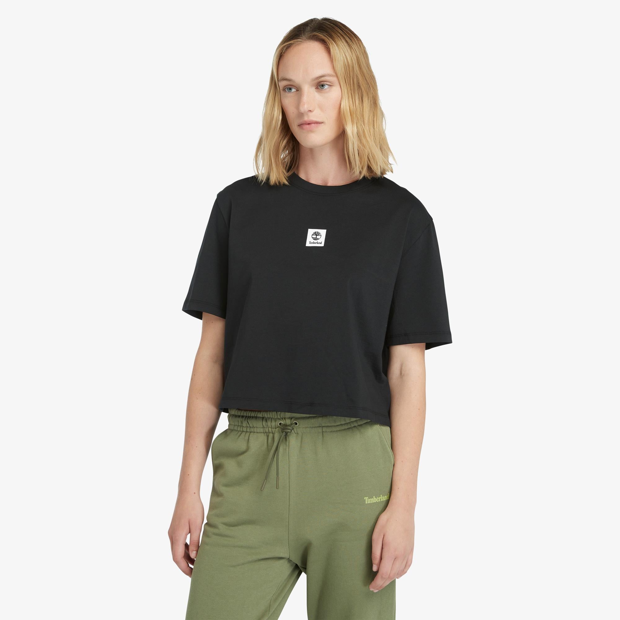 Timberland Stack Logo Sleeve Kadın Siyah T-Shirt