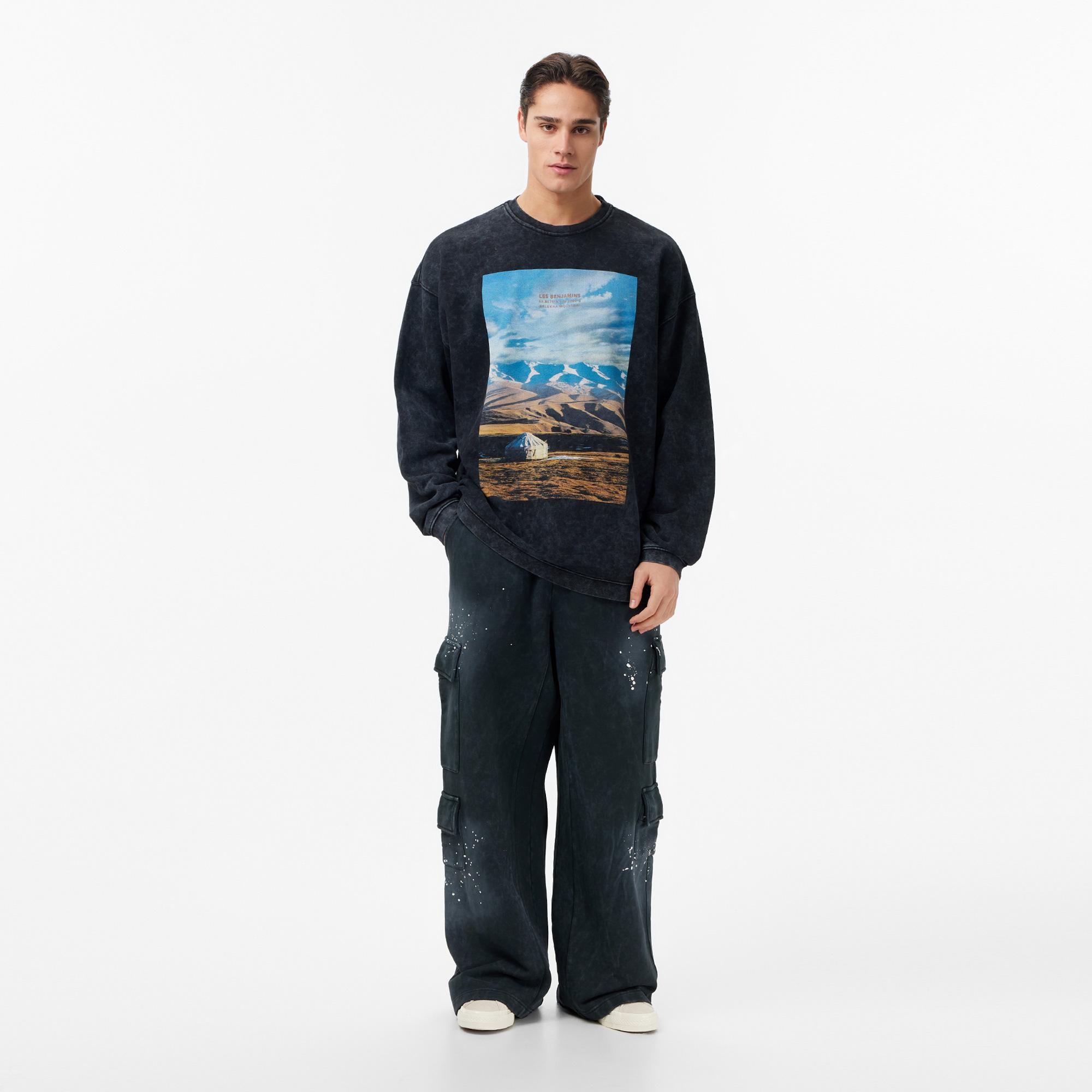 Les Benjamins Regular Fit Erkek Siyah Sweatshirt