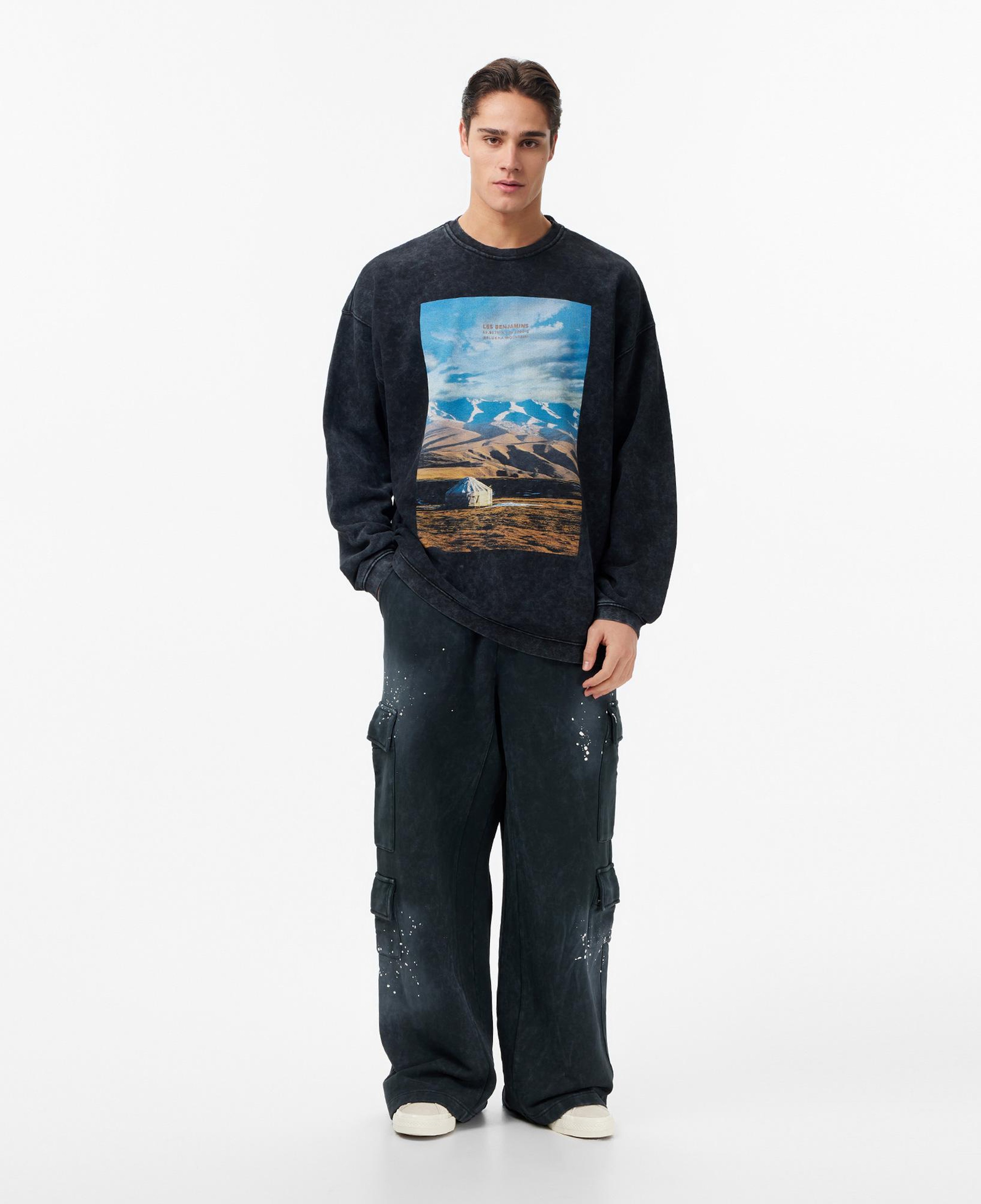 Les Benjamins Regular Fit Erkek Siyah Sweatshirt