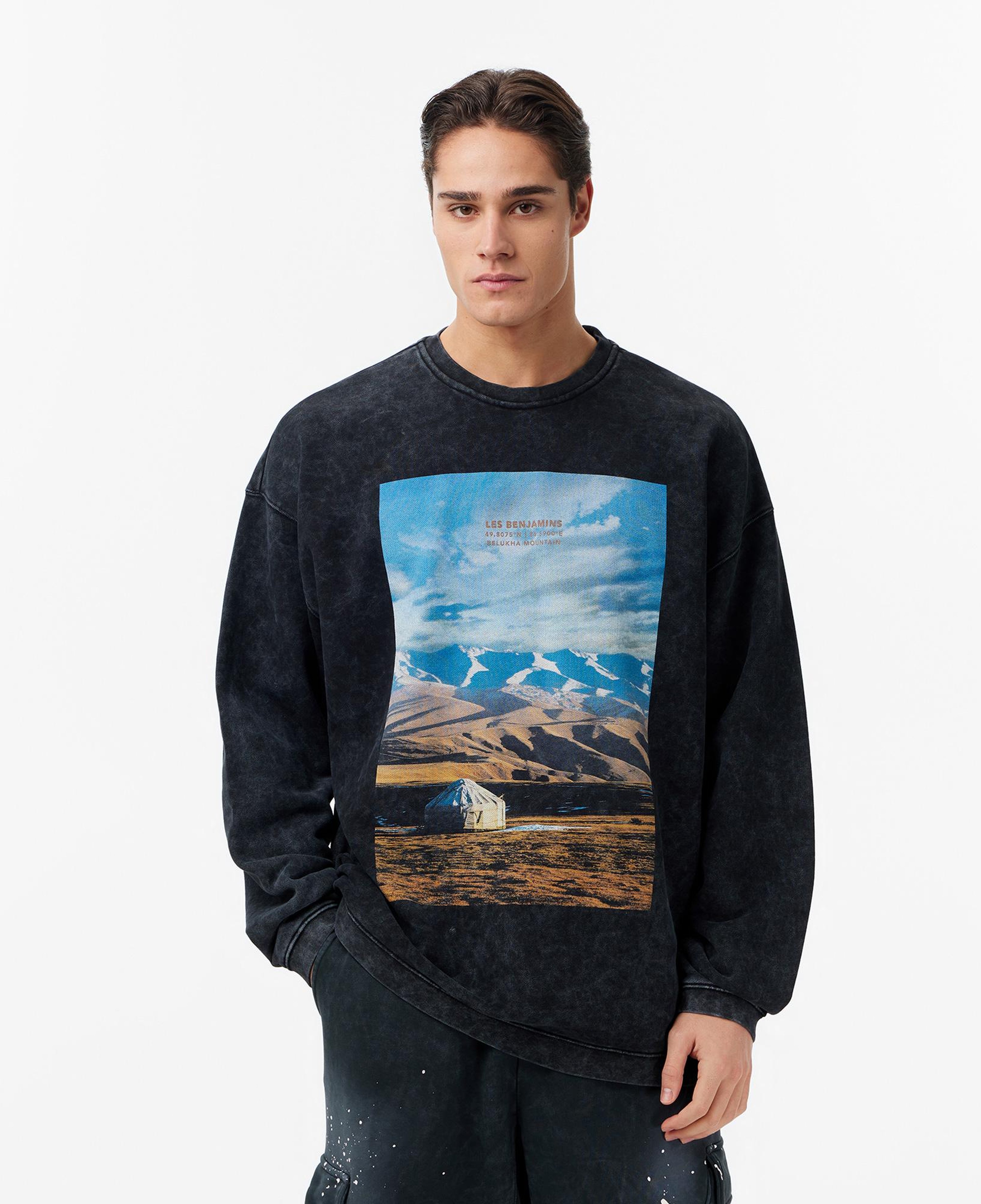 Les Benjamins Regular Fit Erkek Siyah Sweatshirt