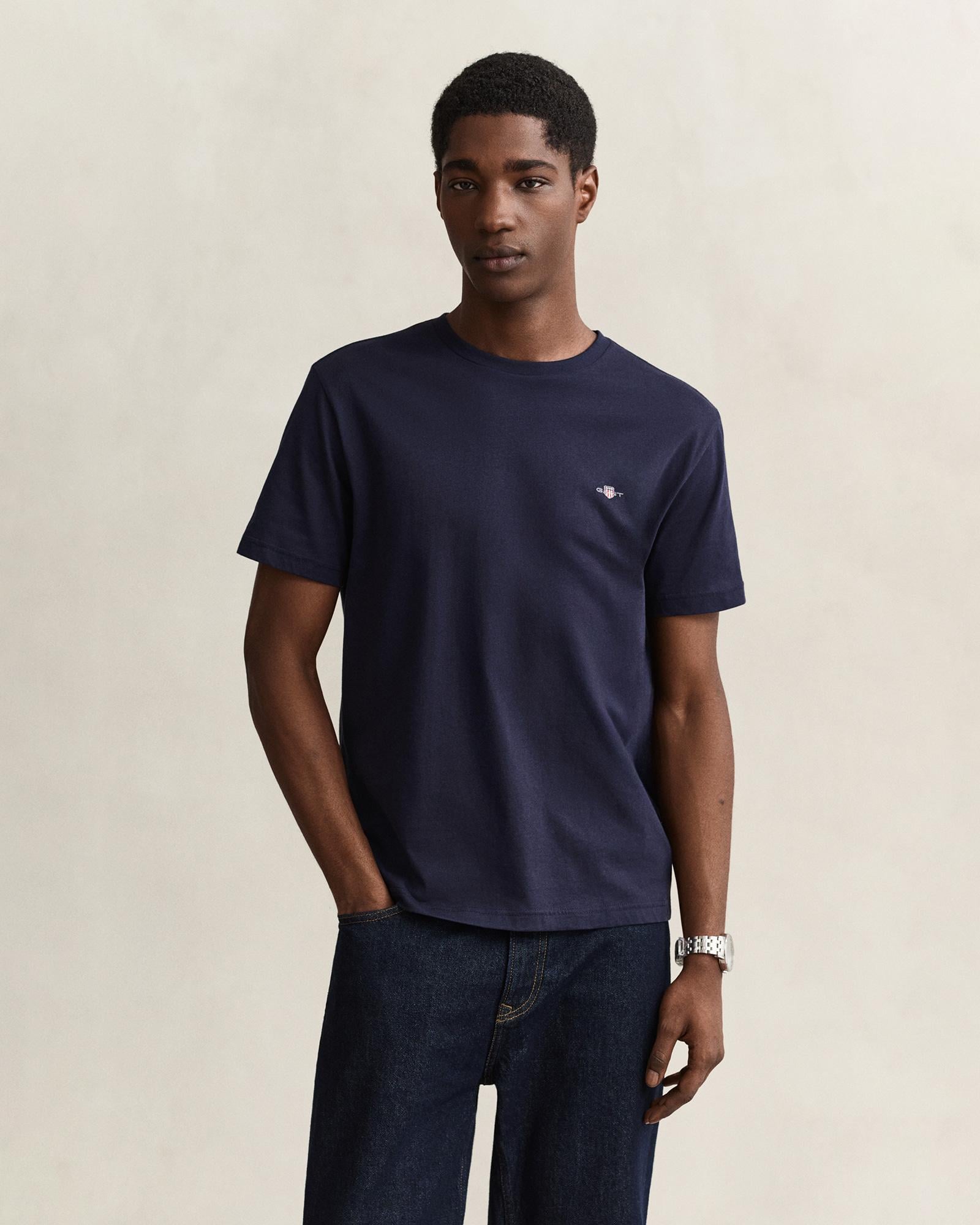 GANT Erkek Lacivert Regular Fit T-Shirt