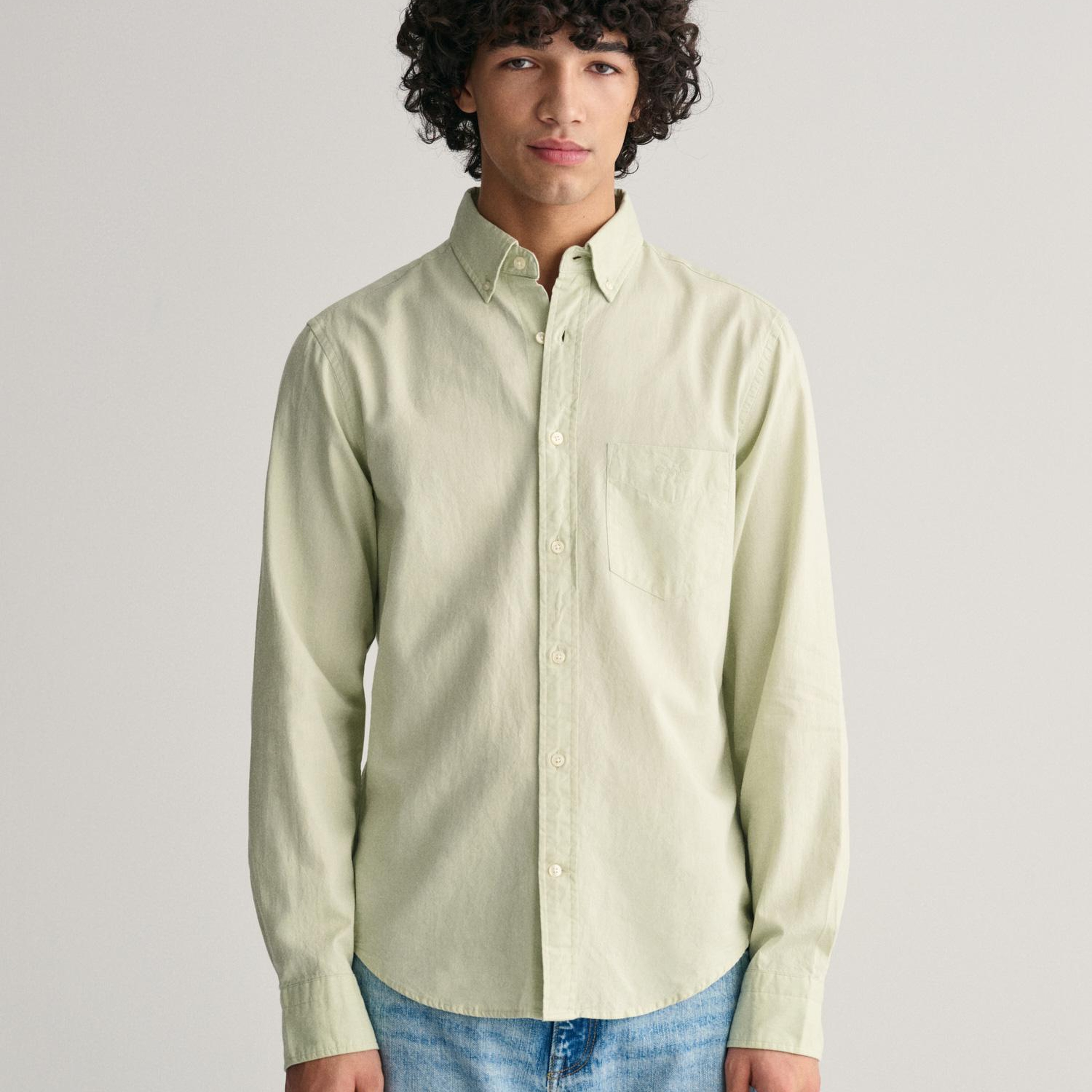GANT Erkek Yeşil Regular Fit Düğmeli Yaka Oxford Gömlek