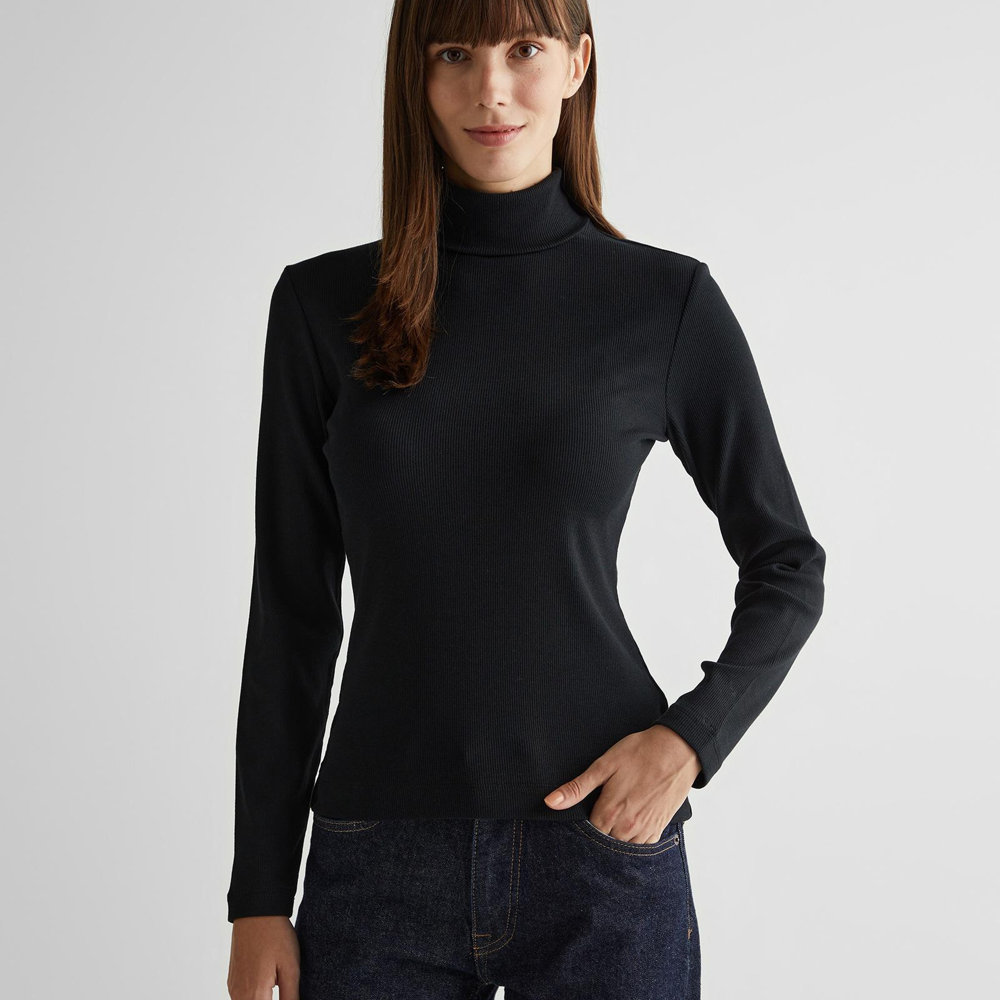 GANT Kadın Siyah Regular Fit Boğazlı Yaka T-Shirt