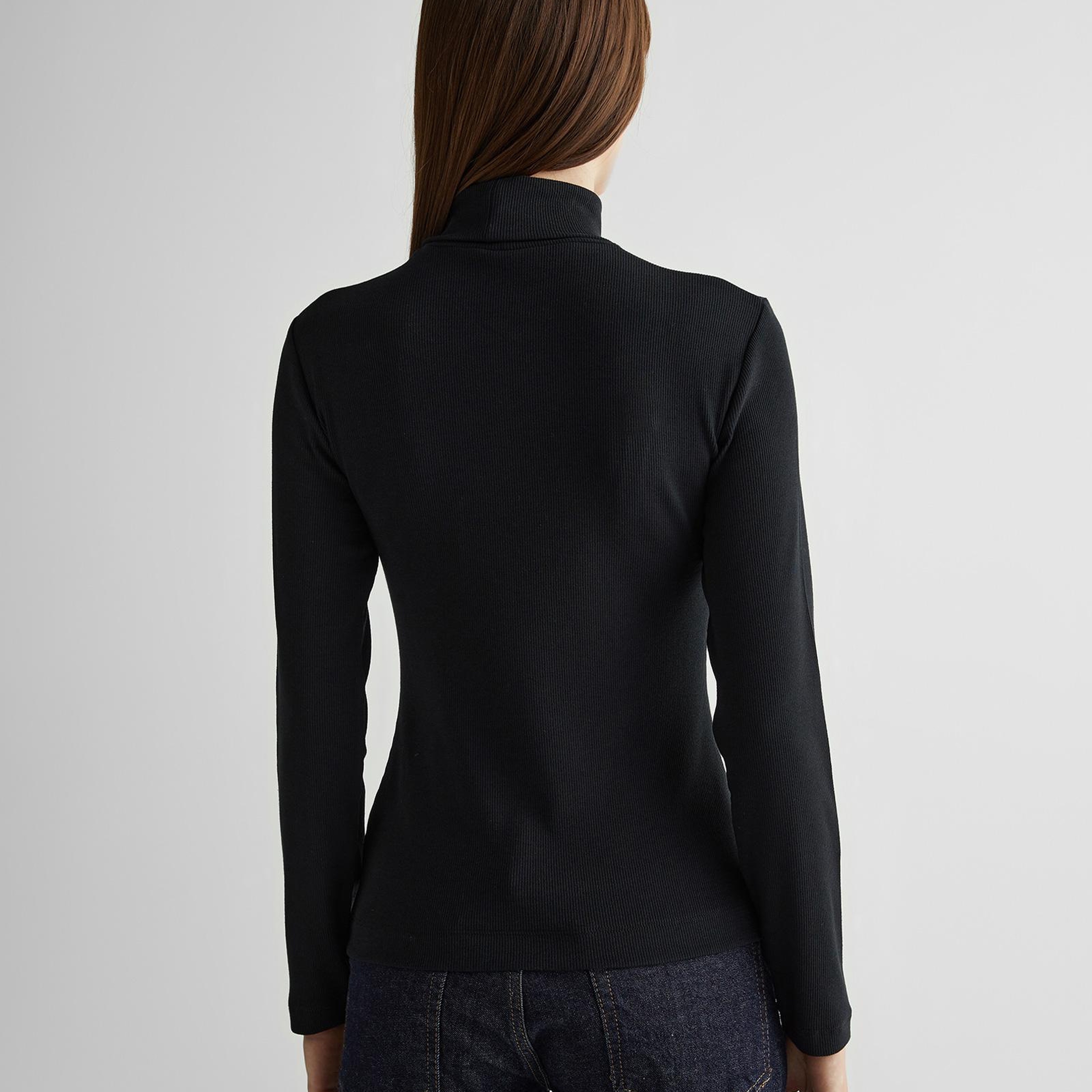 GANT Kadın Siyah Regular Fit Boğazlı Yaka T-Shirt