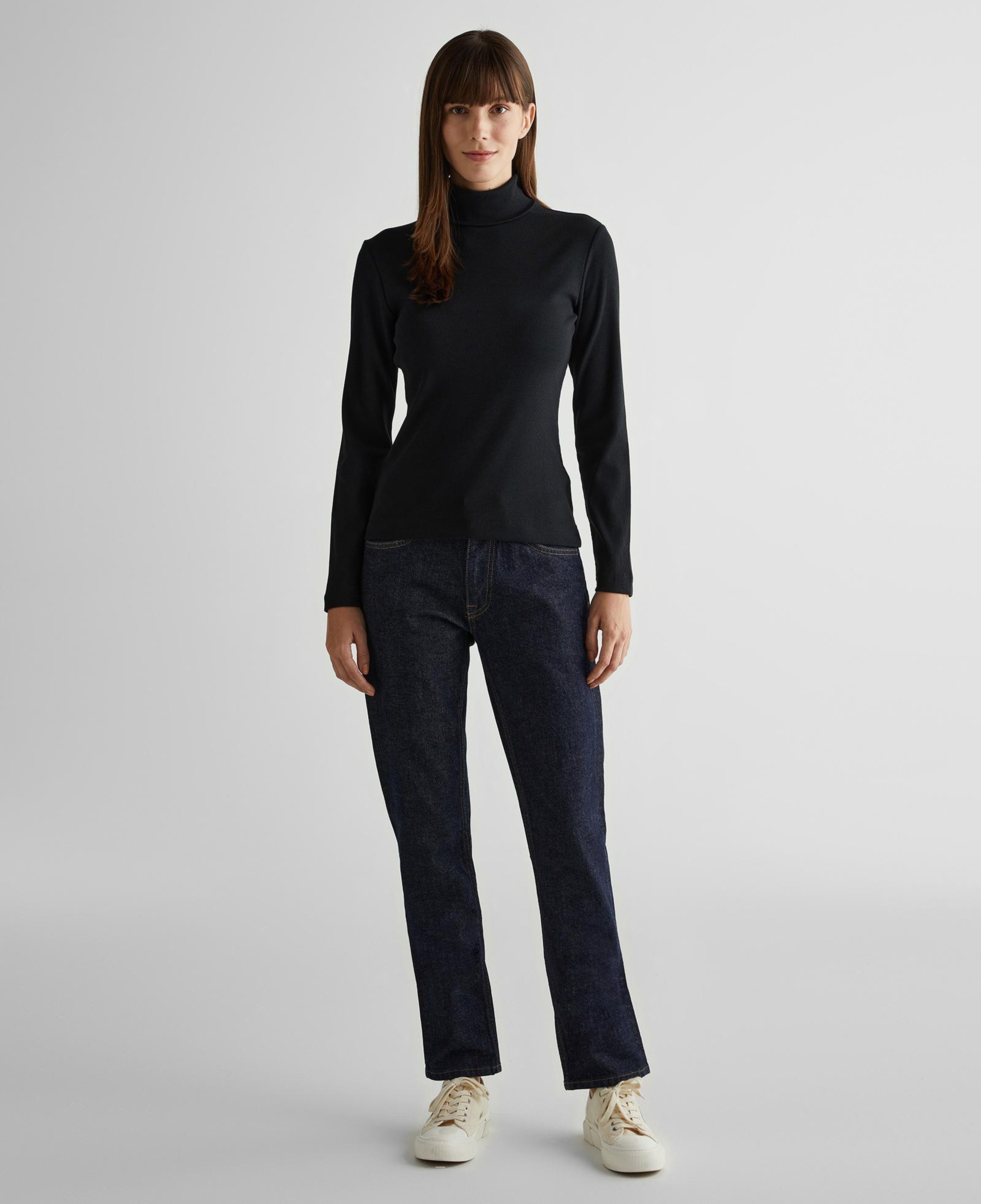 GANT Kadın Siyah Regular Fit Boğazlı Yaka T-Shirt