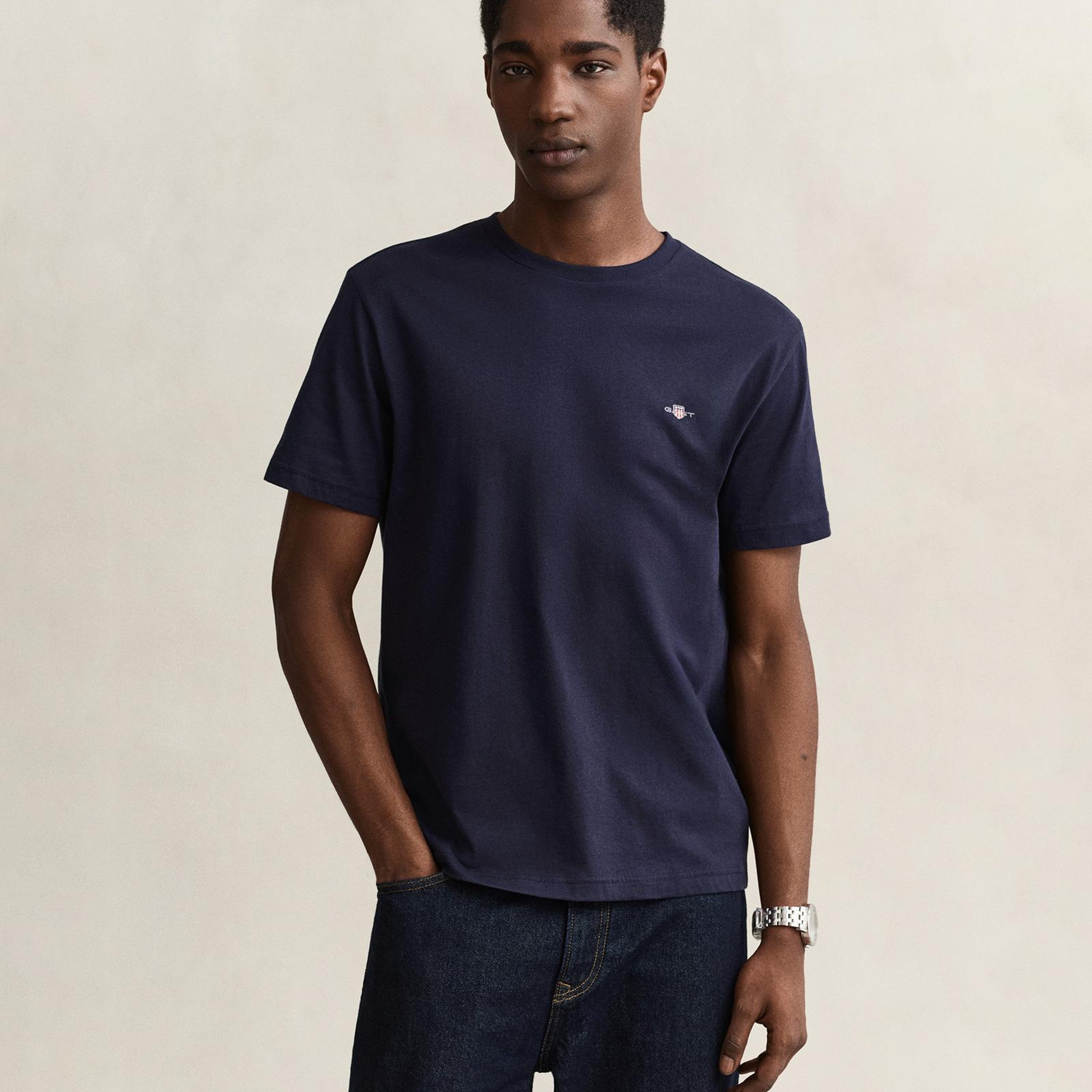GANT Erkek Lacivert Regular Fit T-Shirt