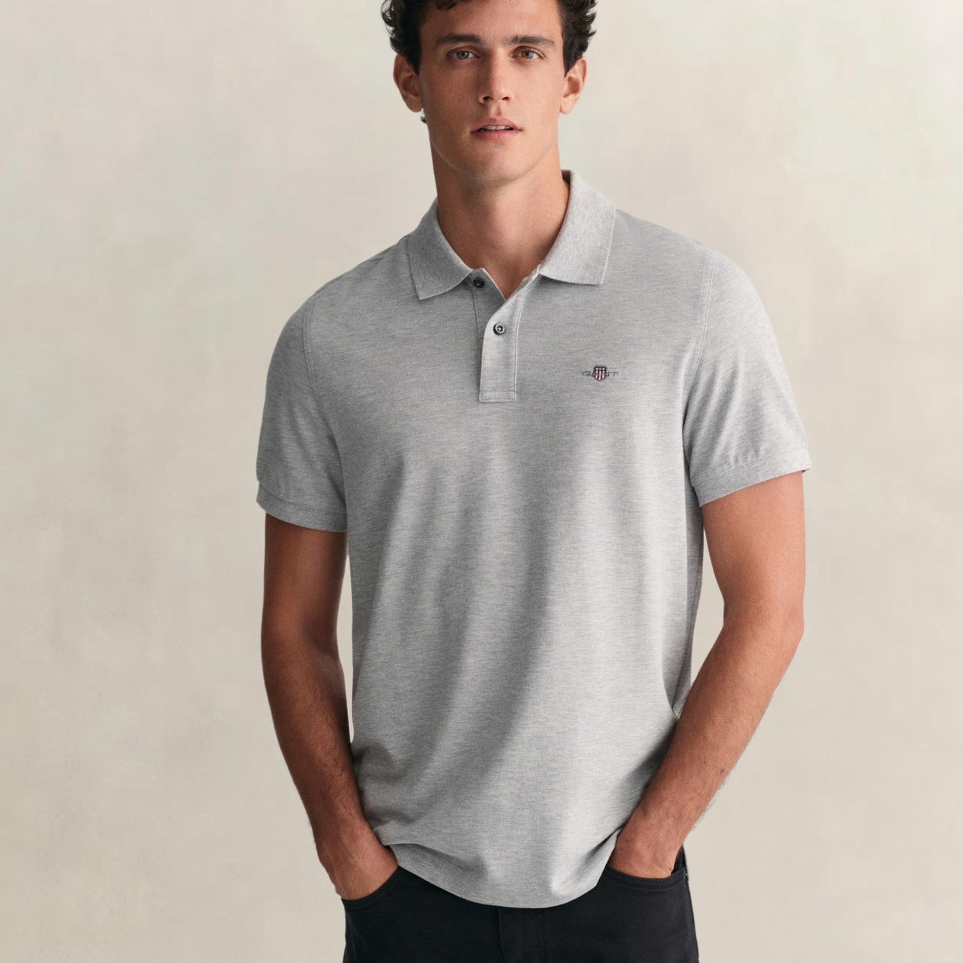 GANT Erkek Gri Regular Fit Polo