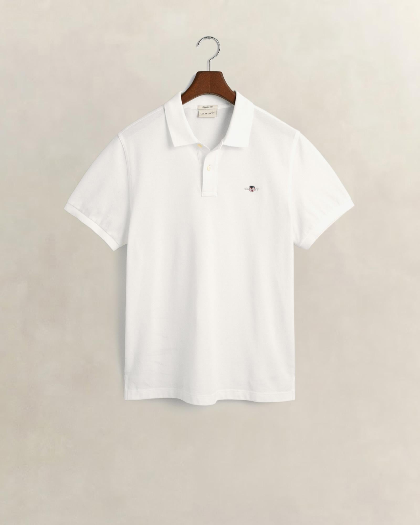 GANT Erkek Beyaz Regular Fit Logolu Polo Yaka T-Shirt