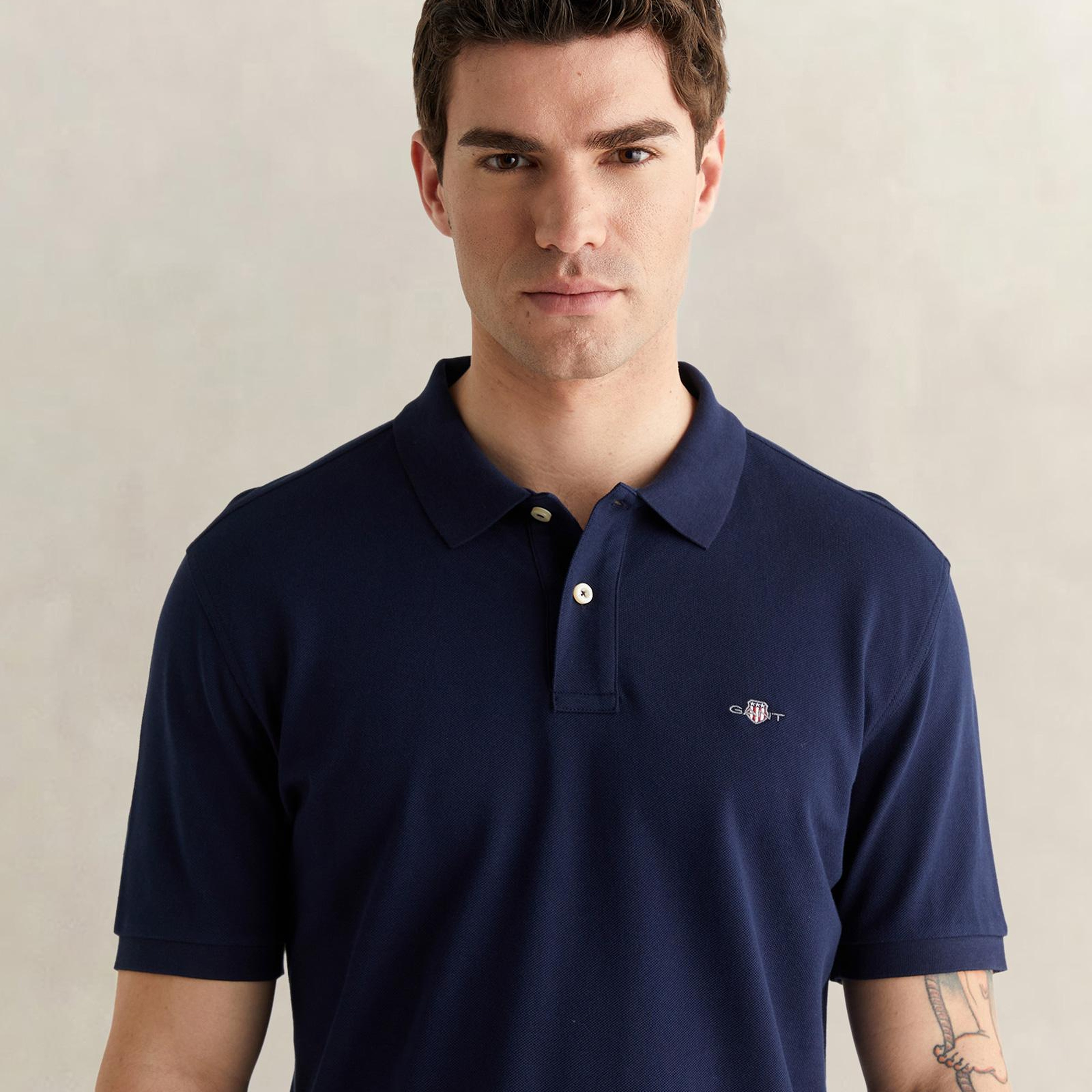 GANT Erkek Lacivert Regular Fit Logolu Polo Yaka T-Shirt