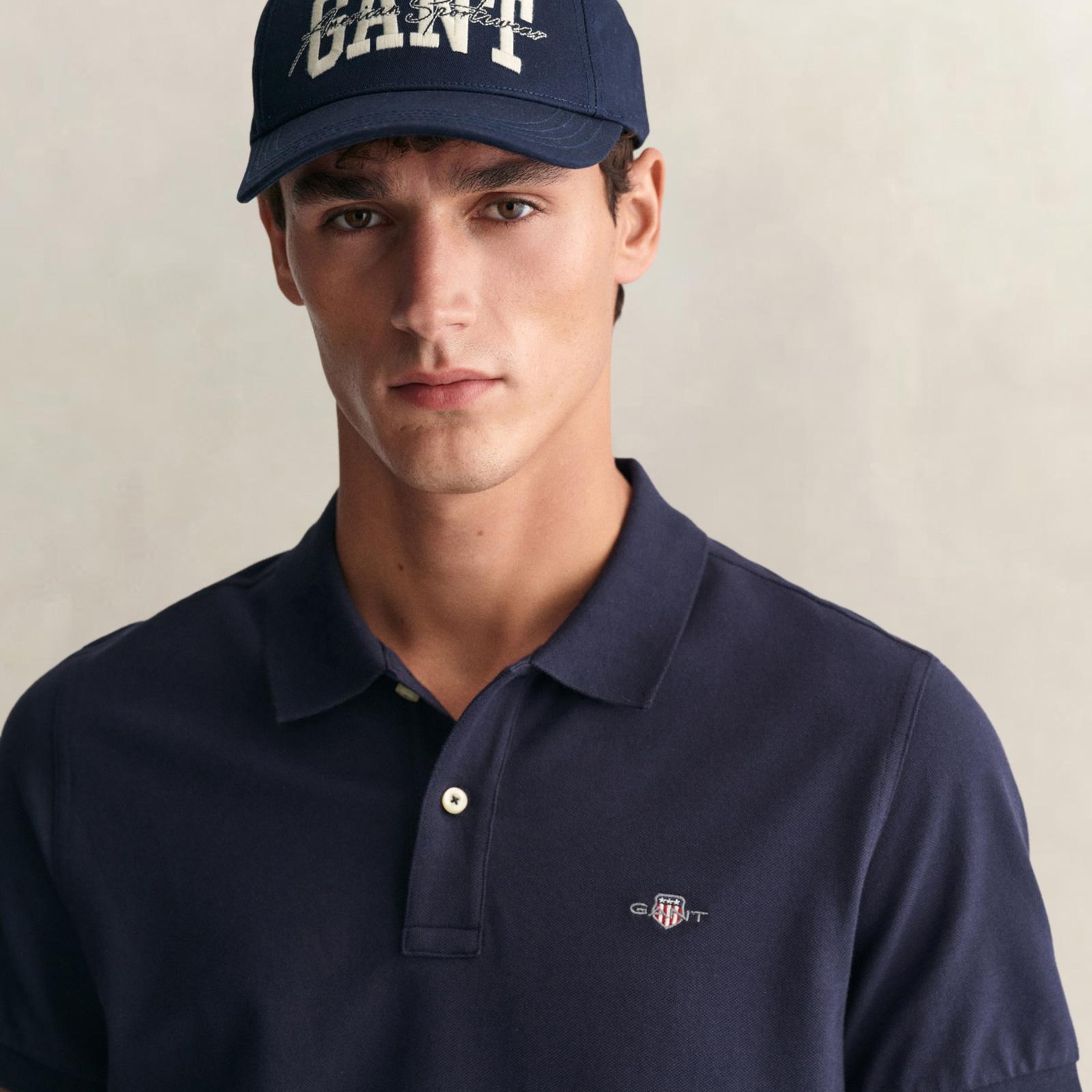 GANT Erkek Lacivert Regular Fit Logolu Polo Yaka T-Shirt