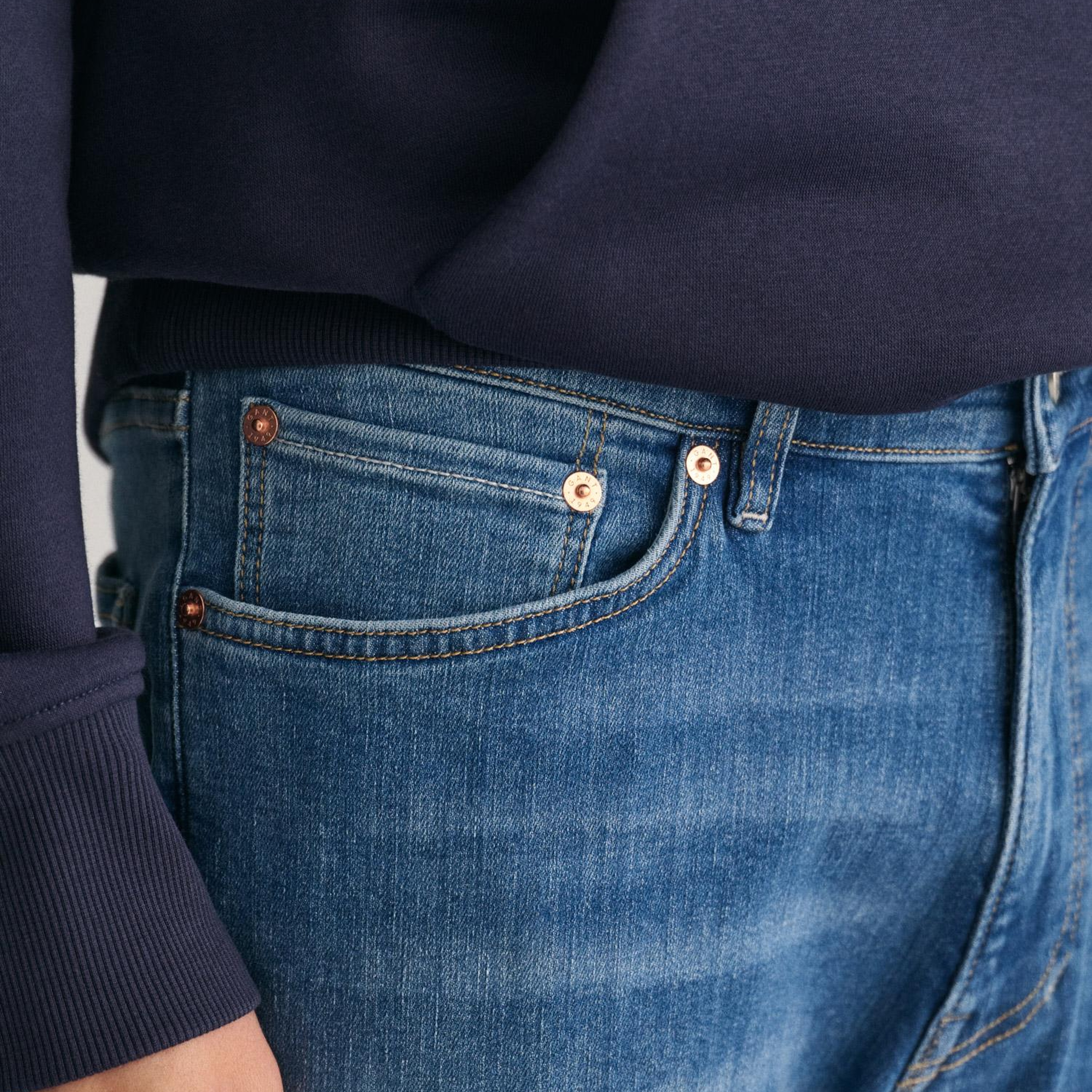 GANT Erkek Mavi Extra Slim Fit Jean Pantolon