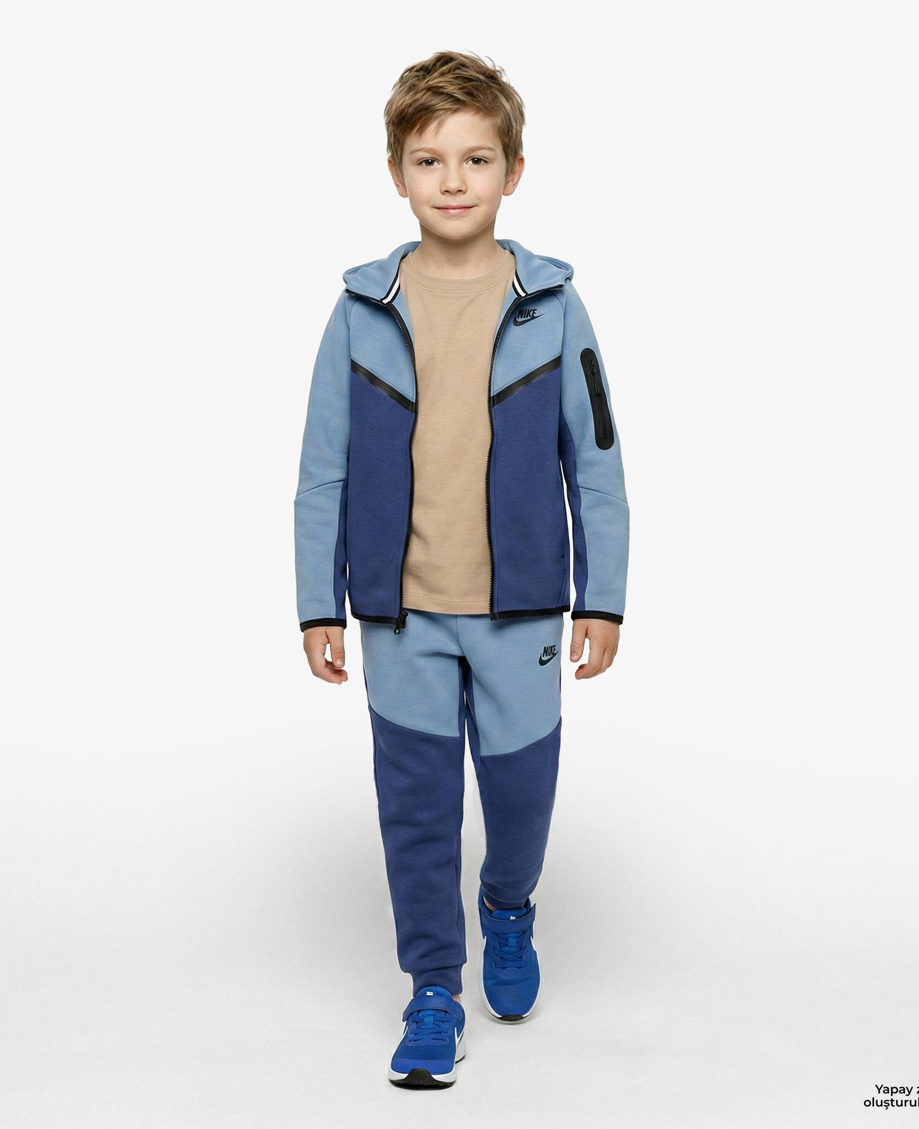 Nike Sportswear Tech Fleece Çocuk Mavi Eşofman Üstü