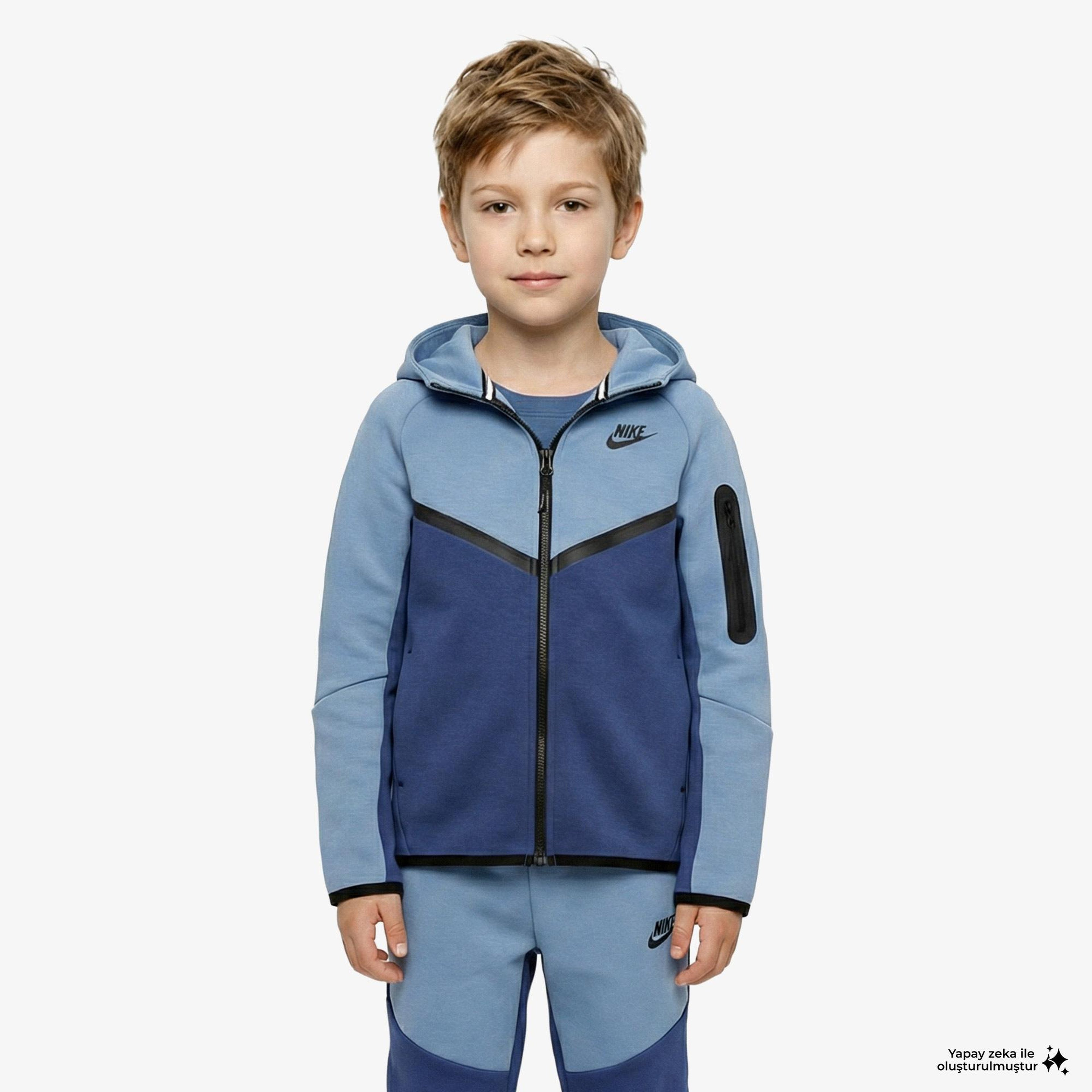 Nike Sportswear Tech Fleece Çocuk Mavi Eşofman Üstü