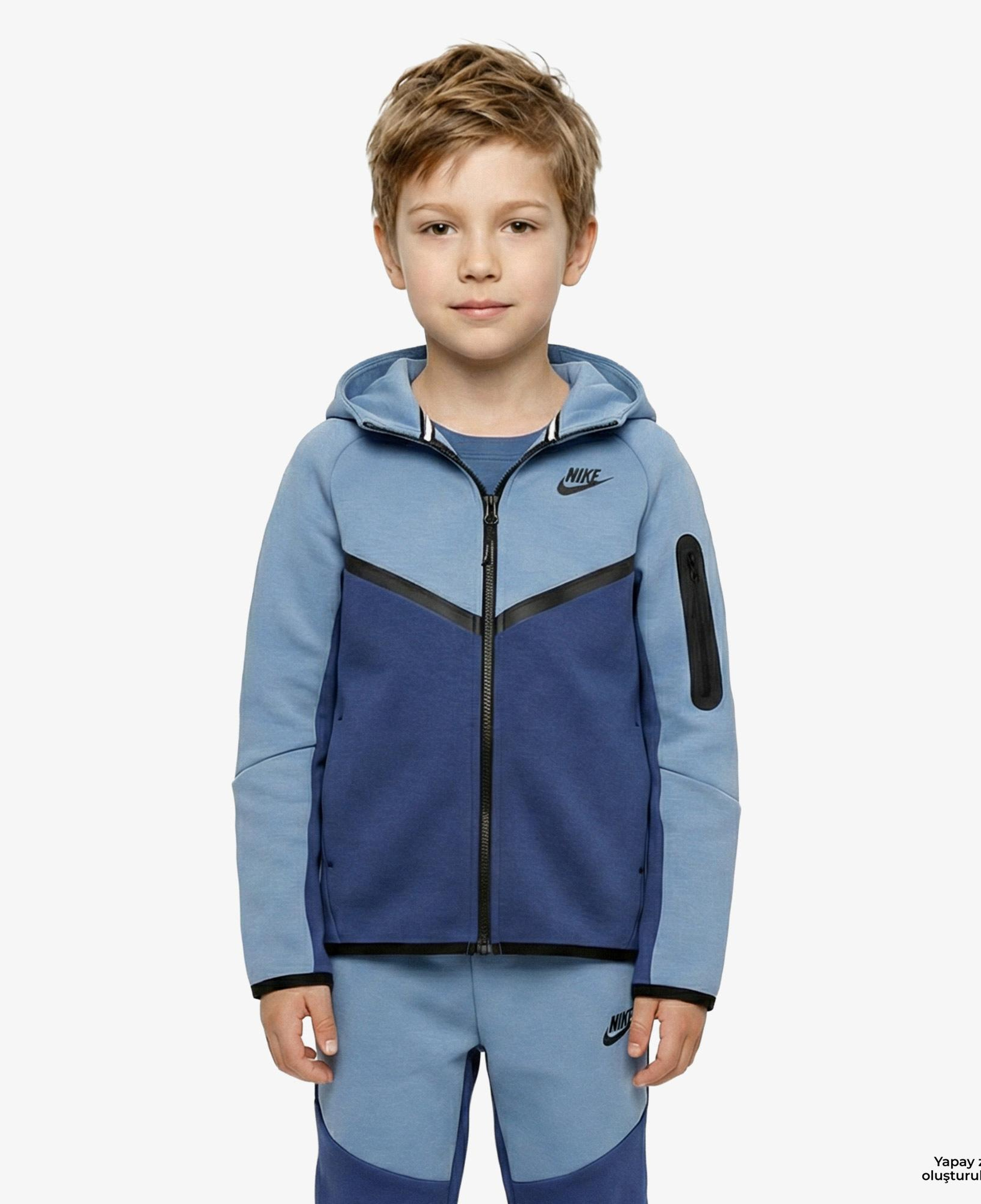 Nike Sportswear Tech Fleece Çocuk Mavi Eşofman Üstü