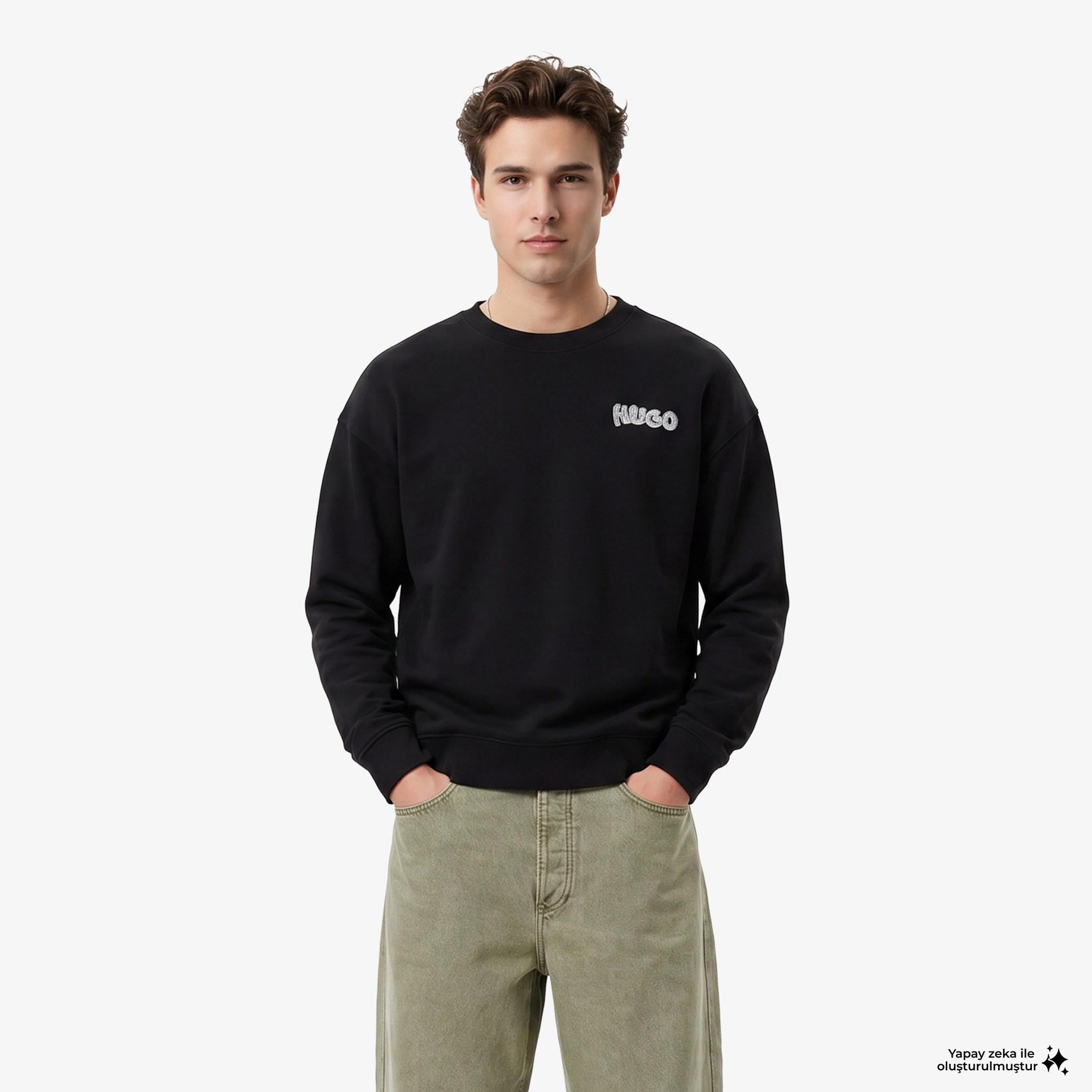 Hugo Nyrocrew Erkek Siyah Sweatshirt