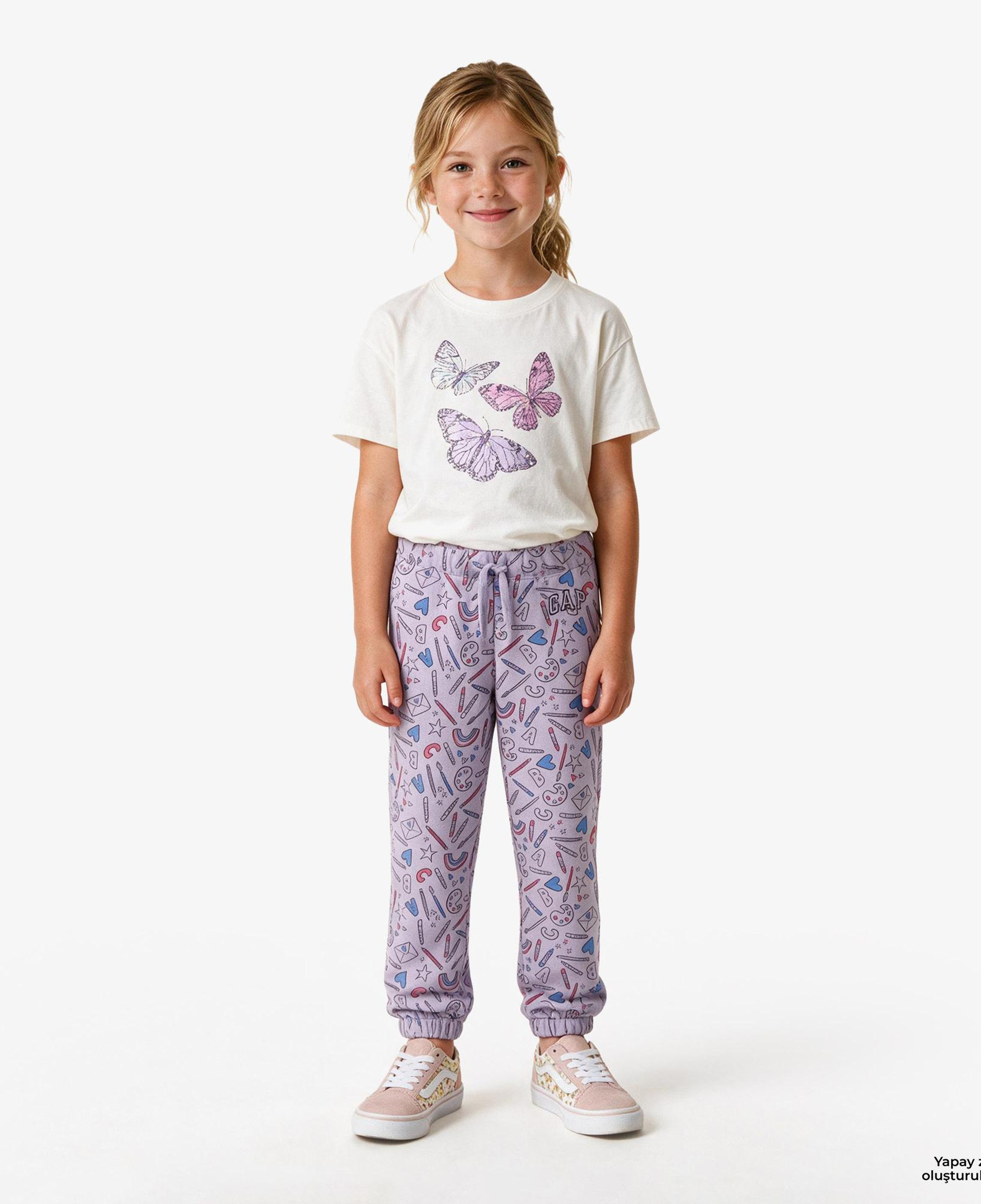 Gap V-Logo Çocuk Pembe Eşofman Altı