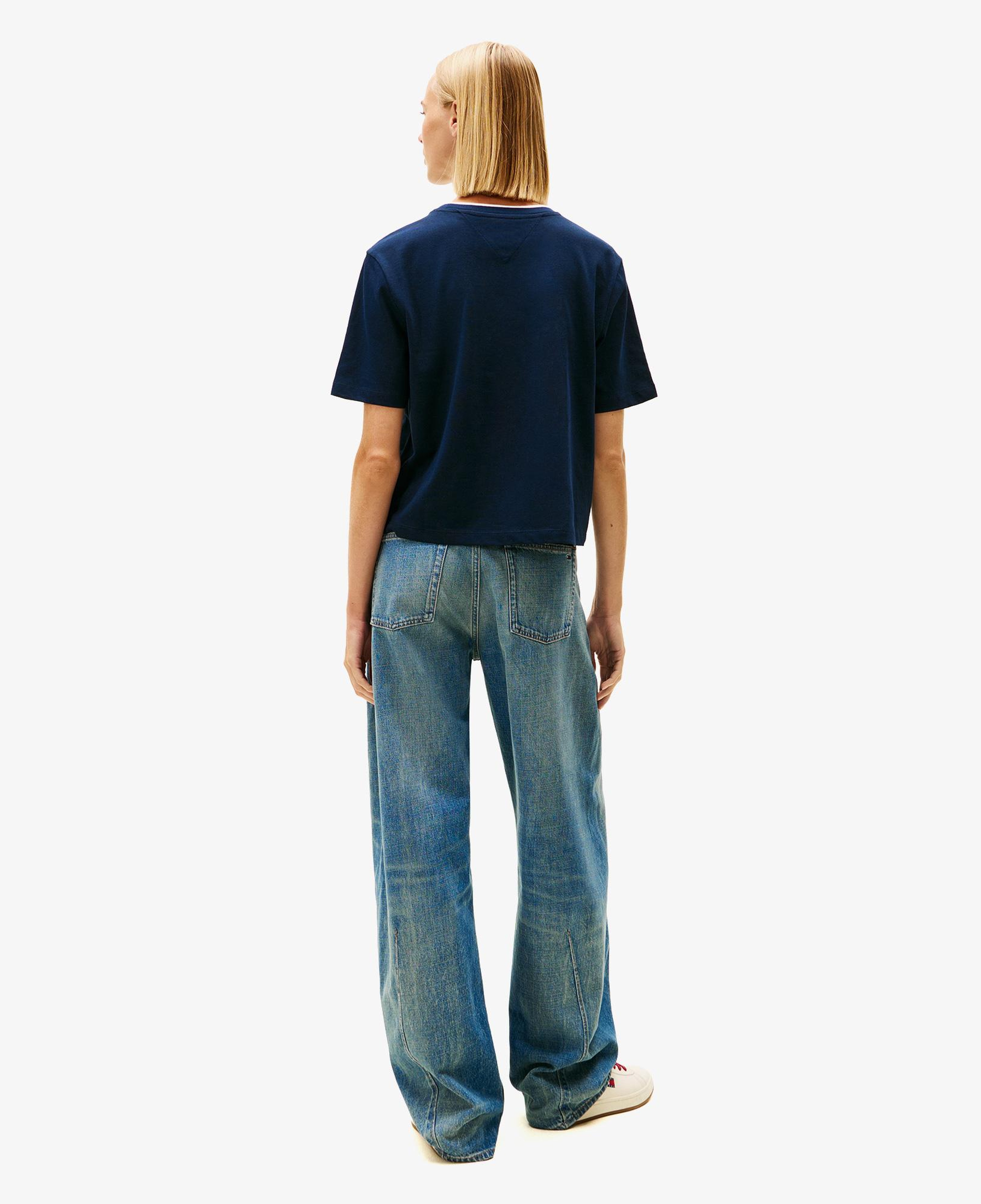 Tommy Hilfiger Boxy Tommy Applique Kadın Mavi T-Shirt