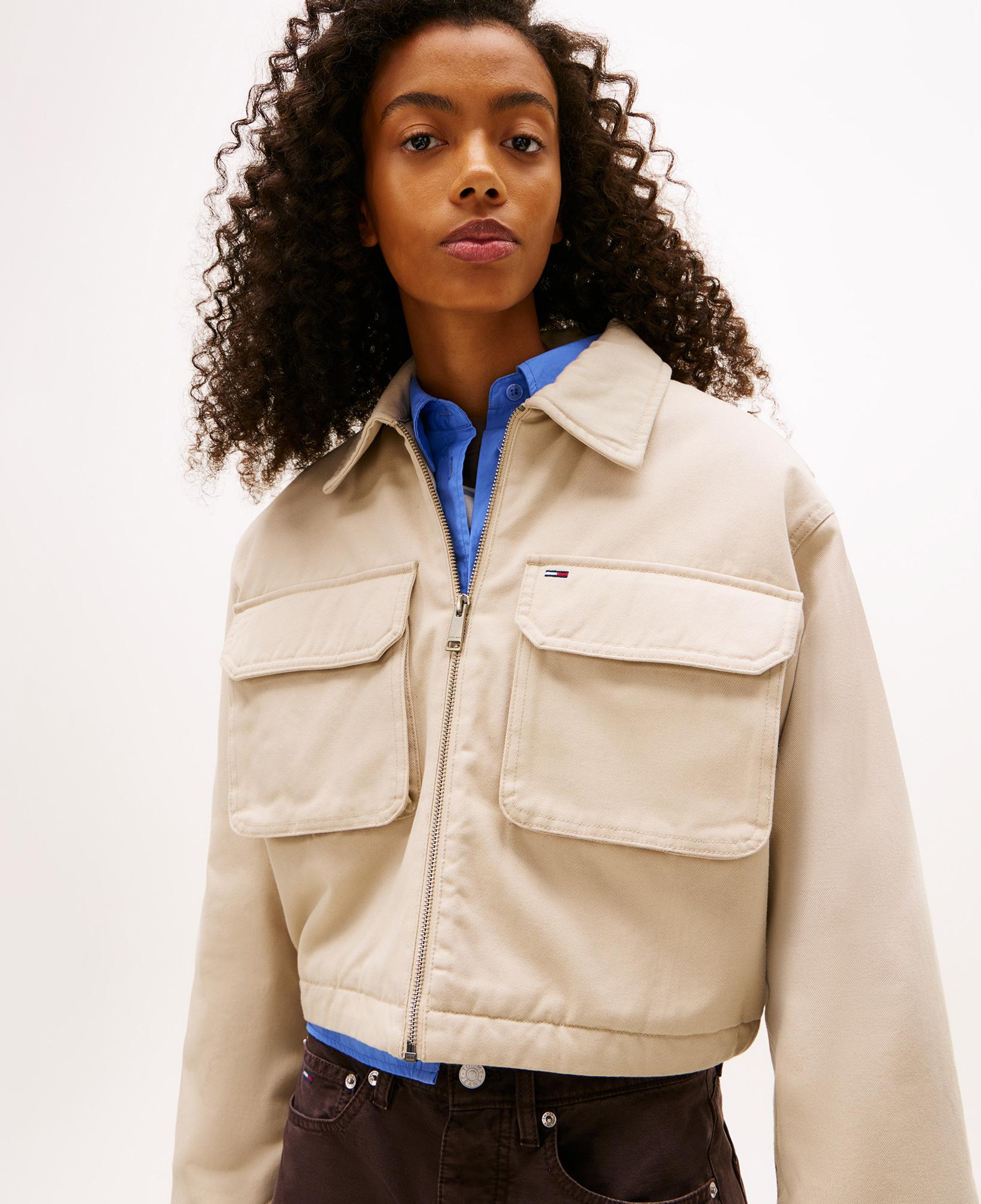 Tommy Hilfiger Cropped Workwear Kadın Bej Ceket