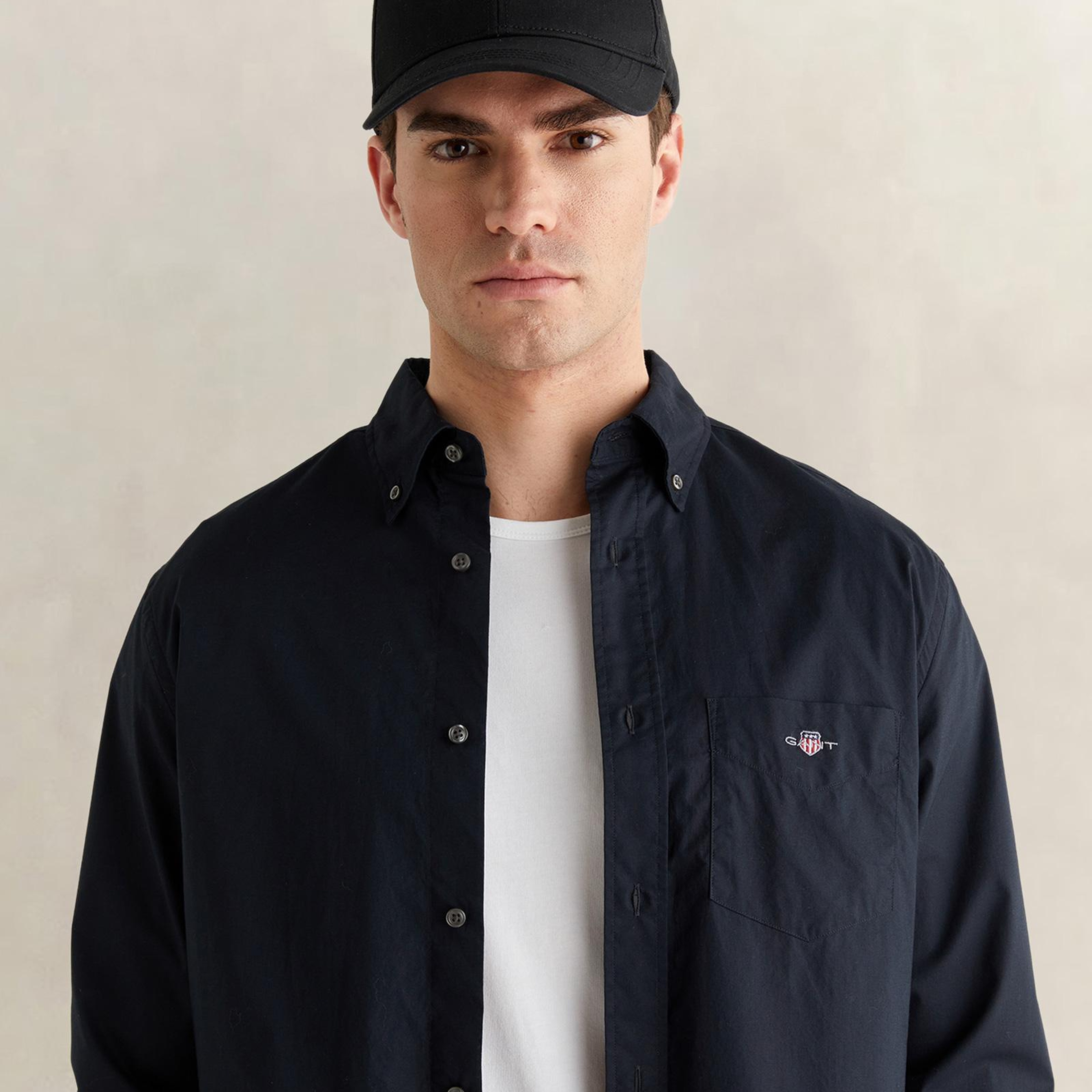 GANT Erkek Siyah Regular Fit Poplin Gömlek