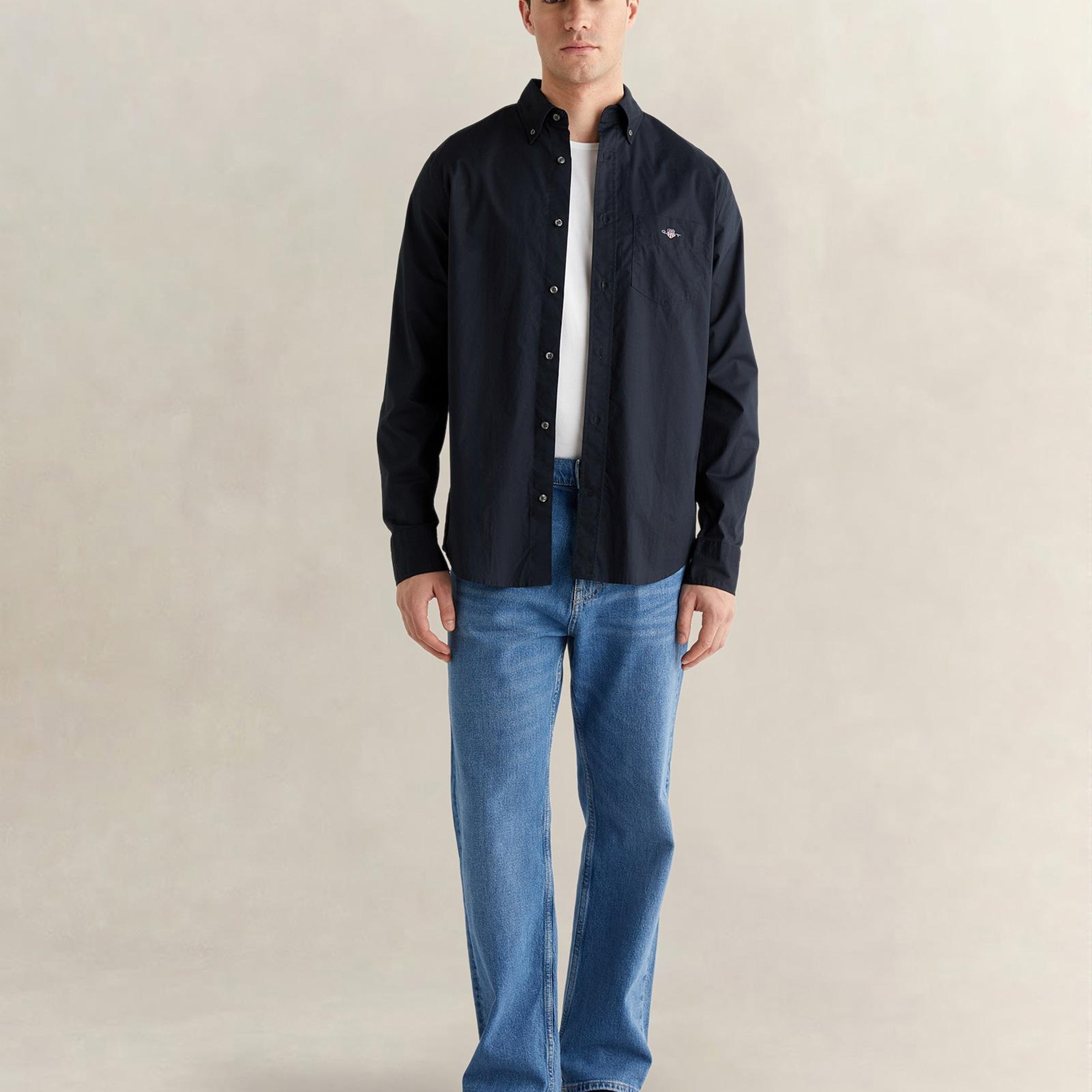 GANT Erkek Siyah Regular Fit Poplin Gömlek