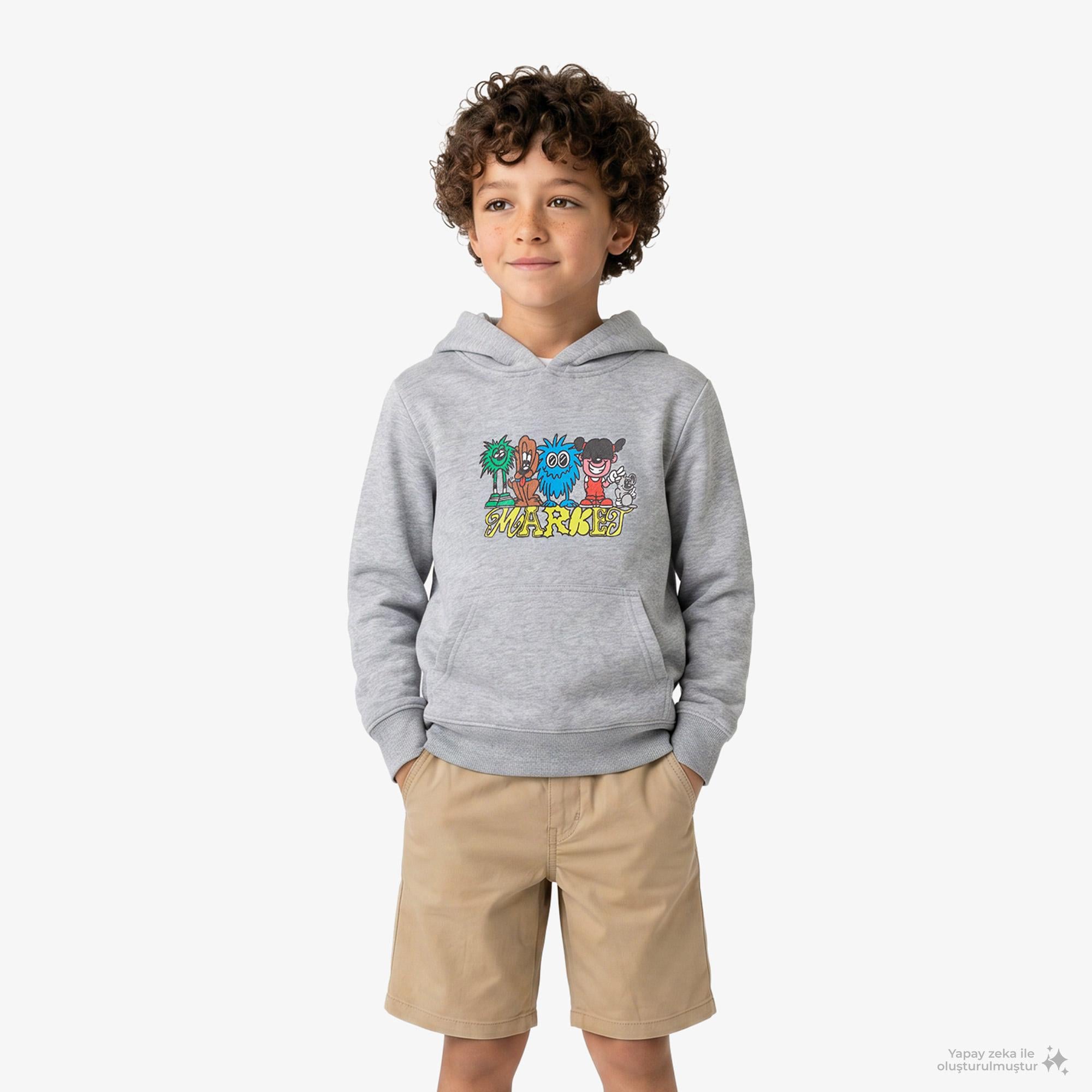 Market My Squad Çocuk Gri Hoodie