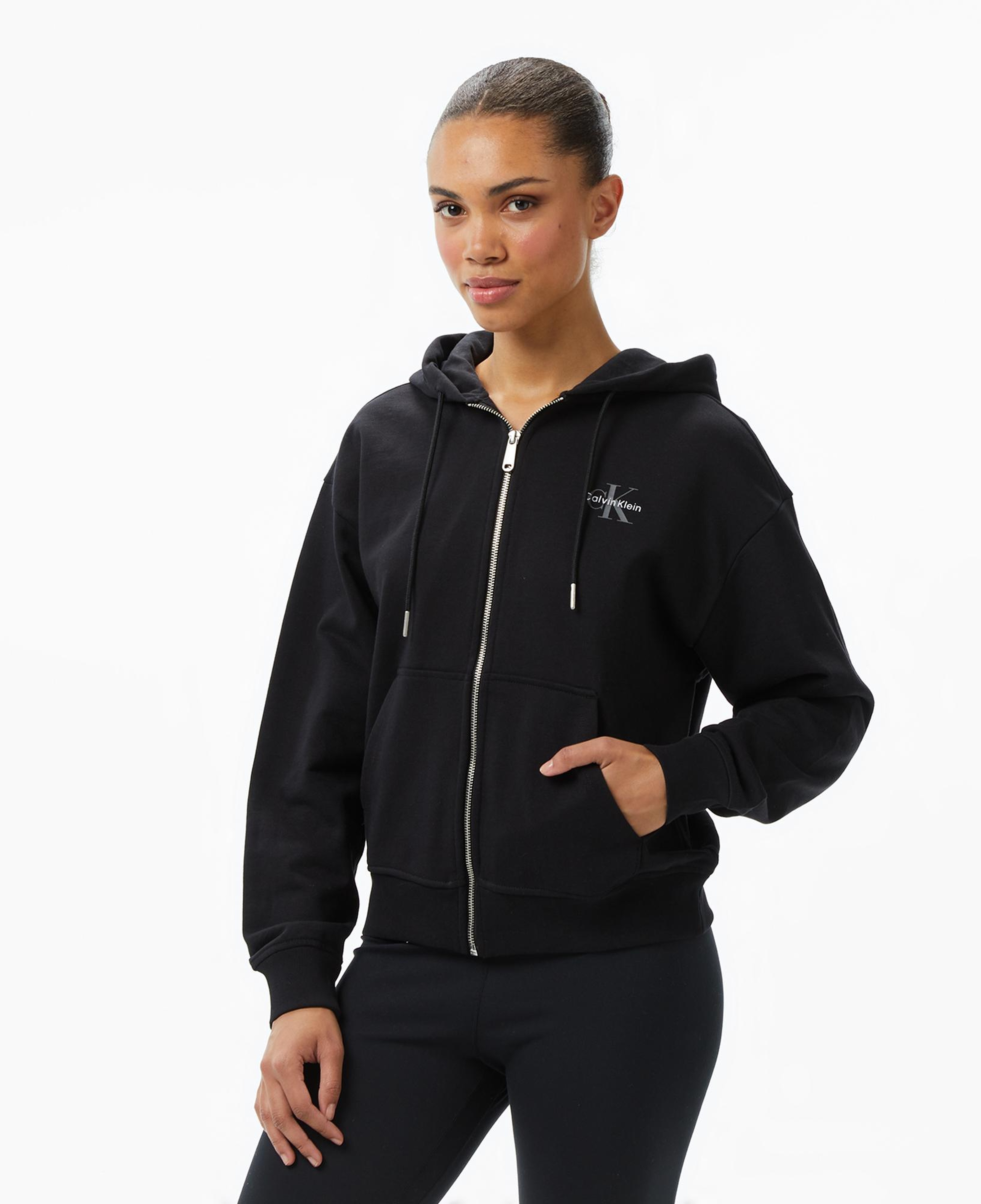 Calvin Klein Monologo French Terry Kadın Siyah Sweatshirt