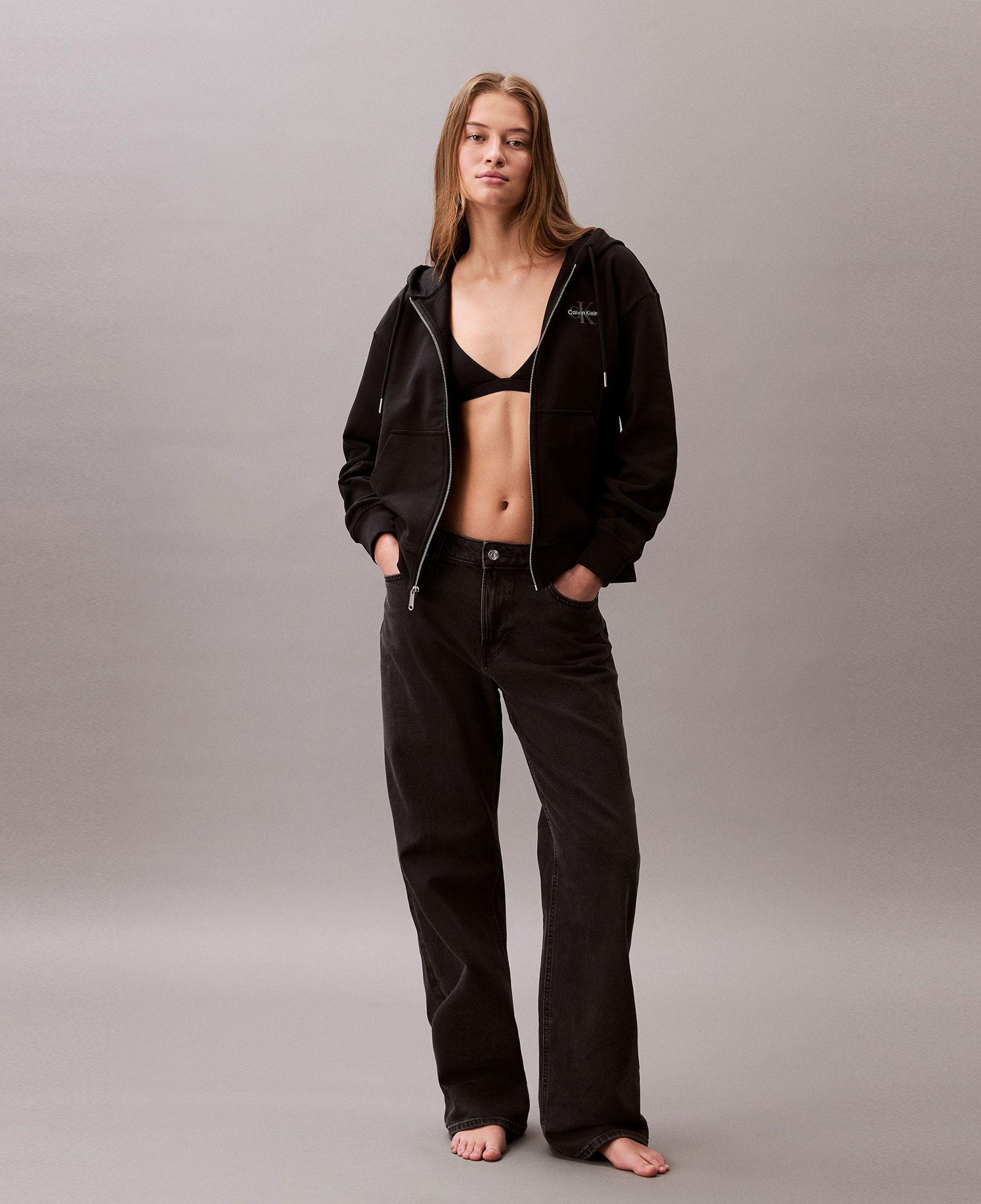 Calvin Klein Monologo French Terry Kadın Siyah Sweatshirt