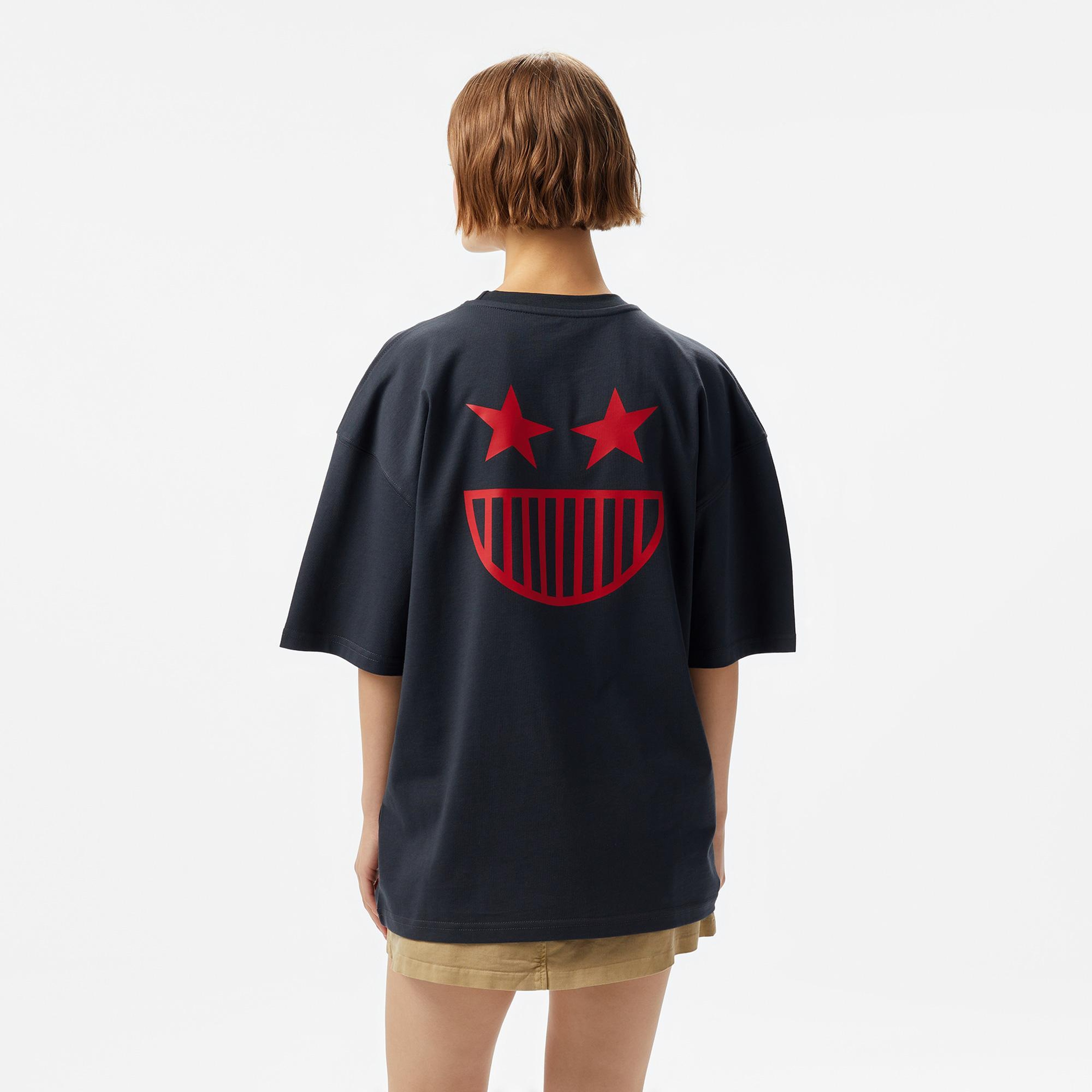 Aclothco X LFI Oversized Crew Neck Graphic Printed Unisex Gri T-Shirt