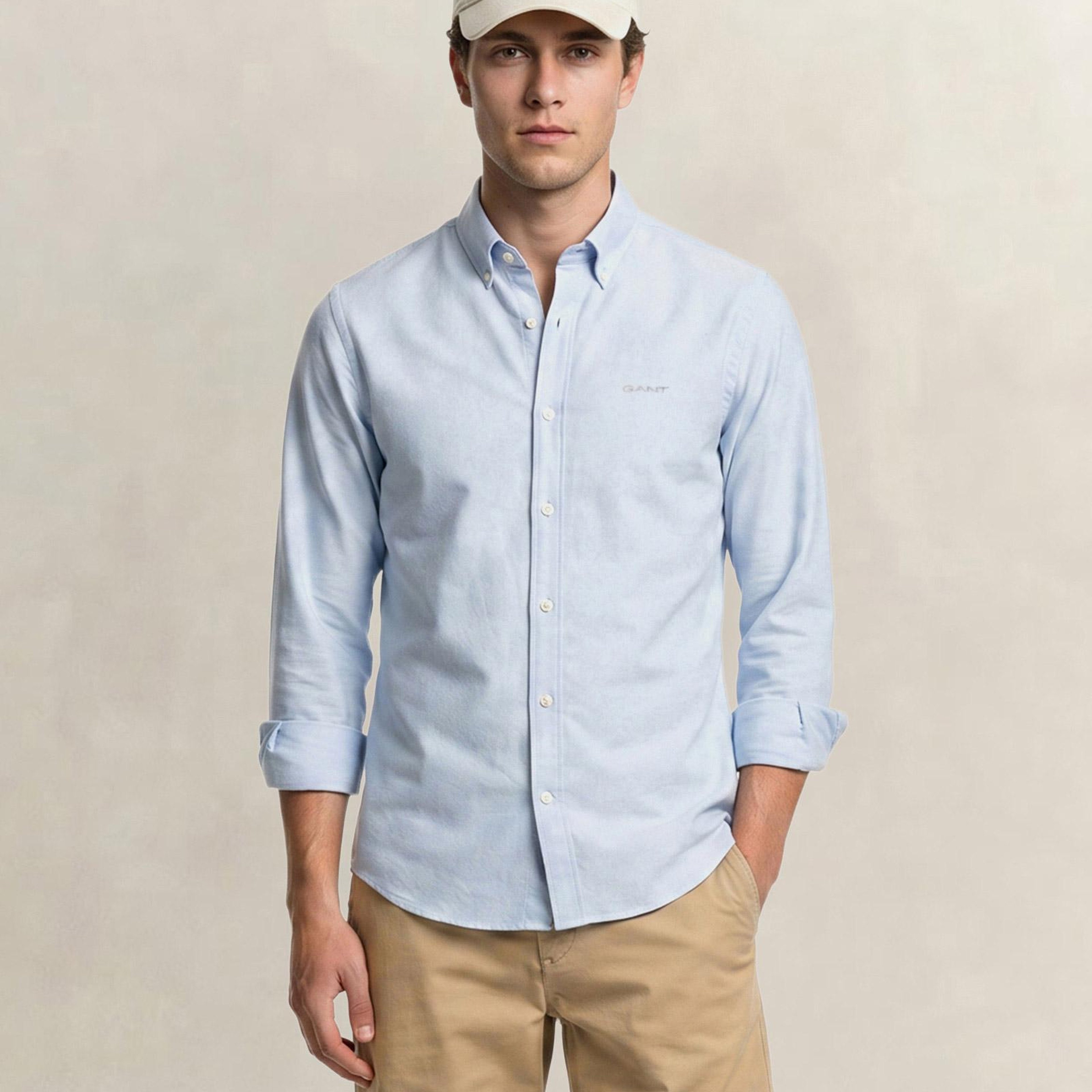 GANT Erkek Mavi Regular Fit Oxford Gömlek
