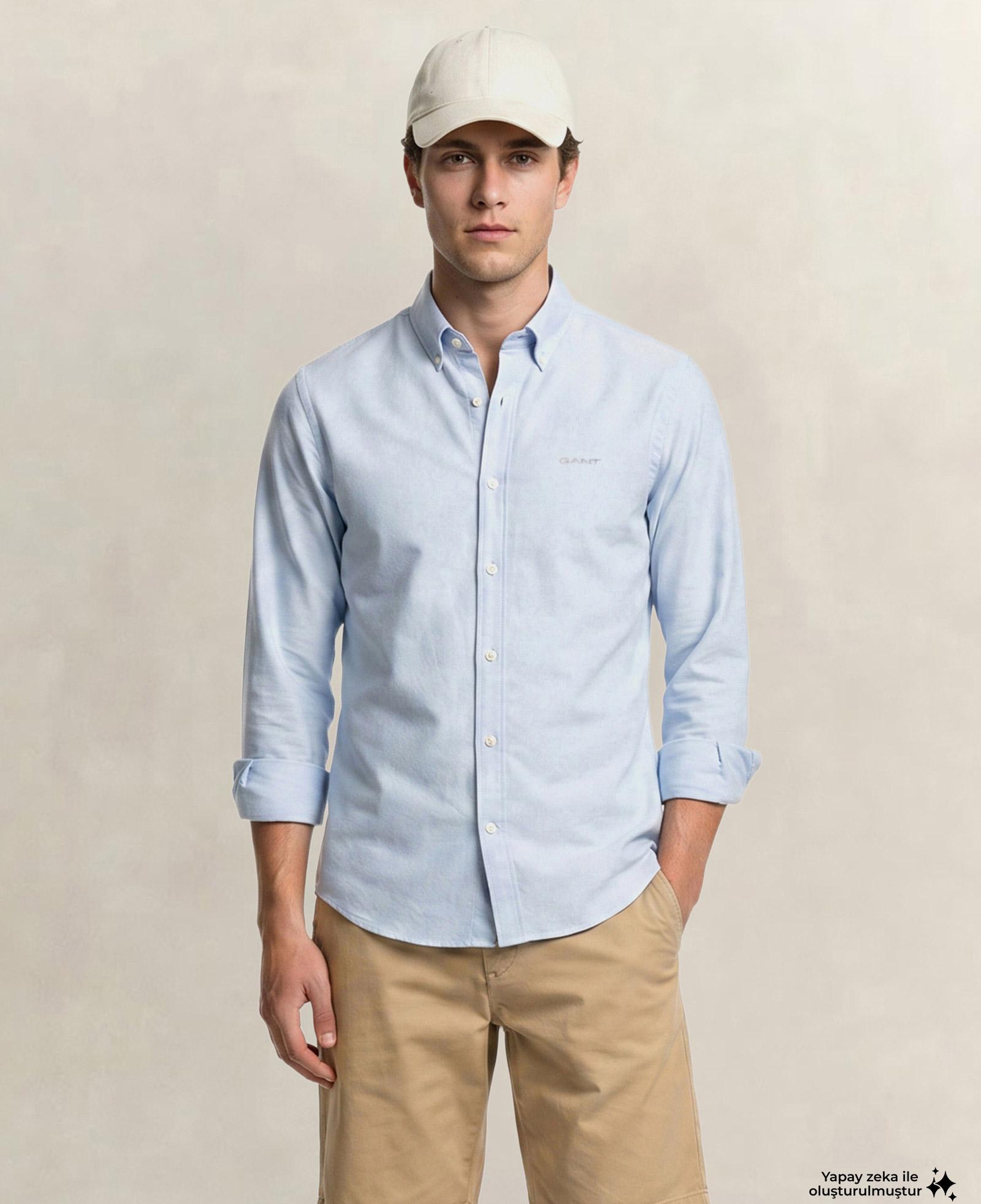 GANT Erkek Mavi Regular Fit Oxford Gömlek
